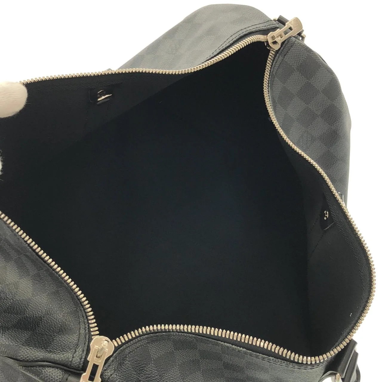 LOUIS VUITTON Keepall N41418 Boston Damier 黑色 Damier 中古品A - 縮圖 8