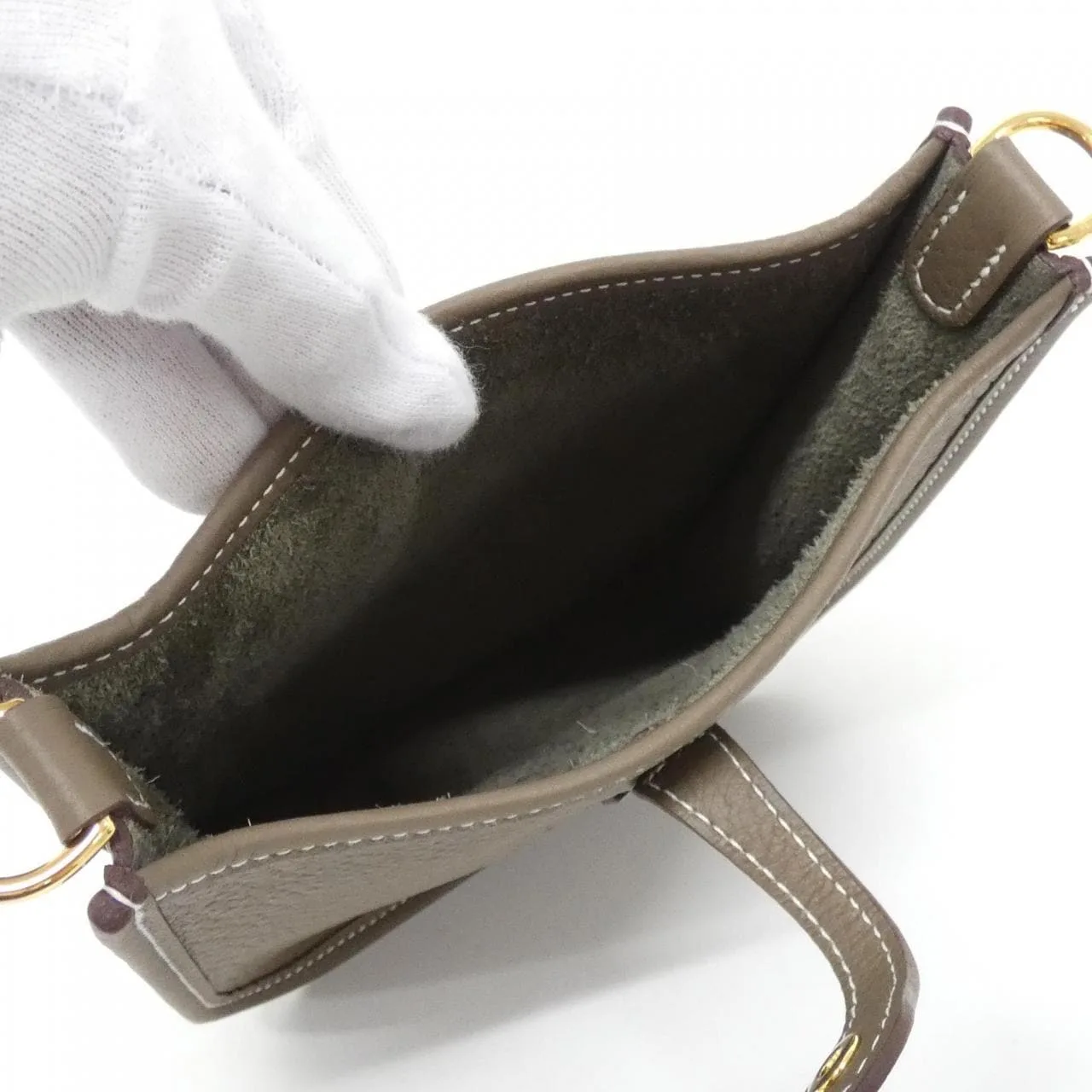 HERMES Evelyne 069426CC Shoulder Clemence Etoupe Clemence 皮 中古品A - 縮圖 5