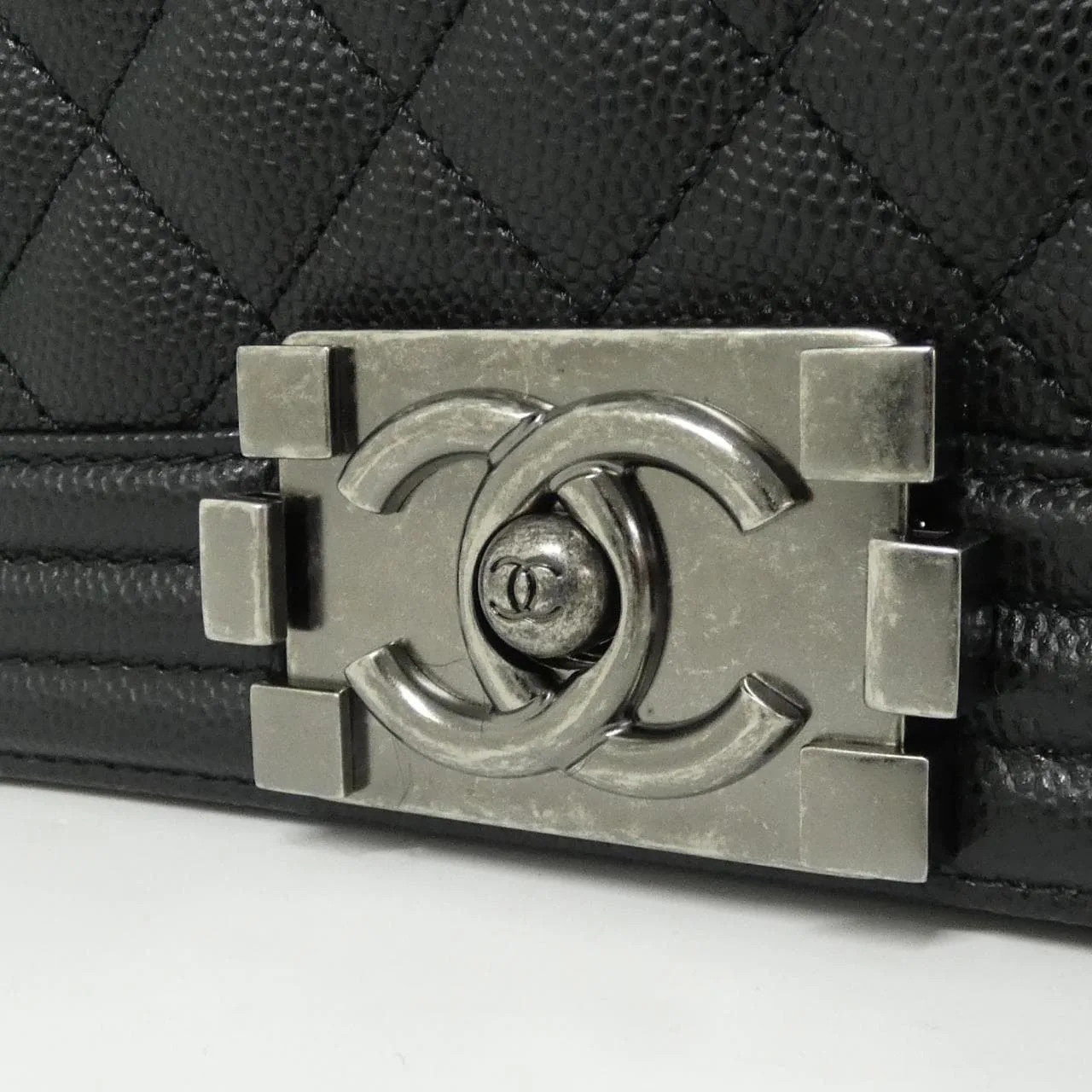 CHANEL Boy Chanel 67085 Shoulder Grained Calfskin 黑色 荔枝紋牛皮 未使用品 - 縮圖 4