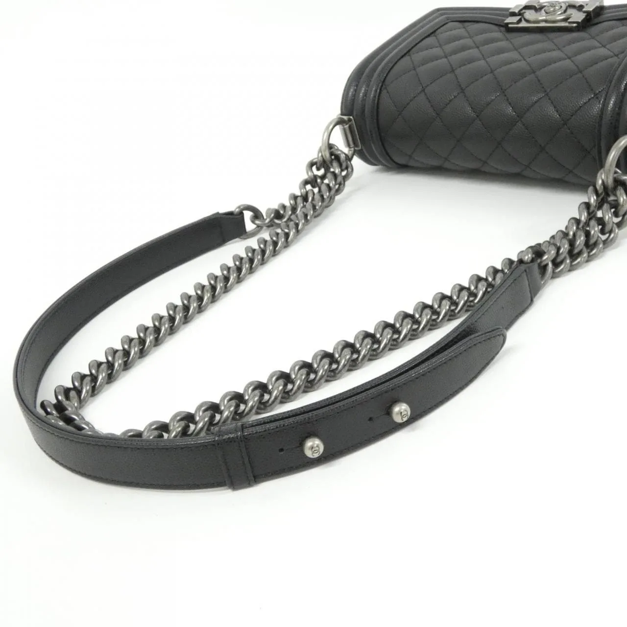 CHANEL Boy Chanel 67085 Shoulder Grained Calfskin 黑色 荔枝紋牛皮 未使用品 - 縮圖 5