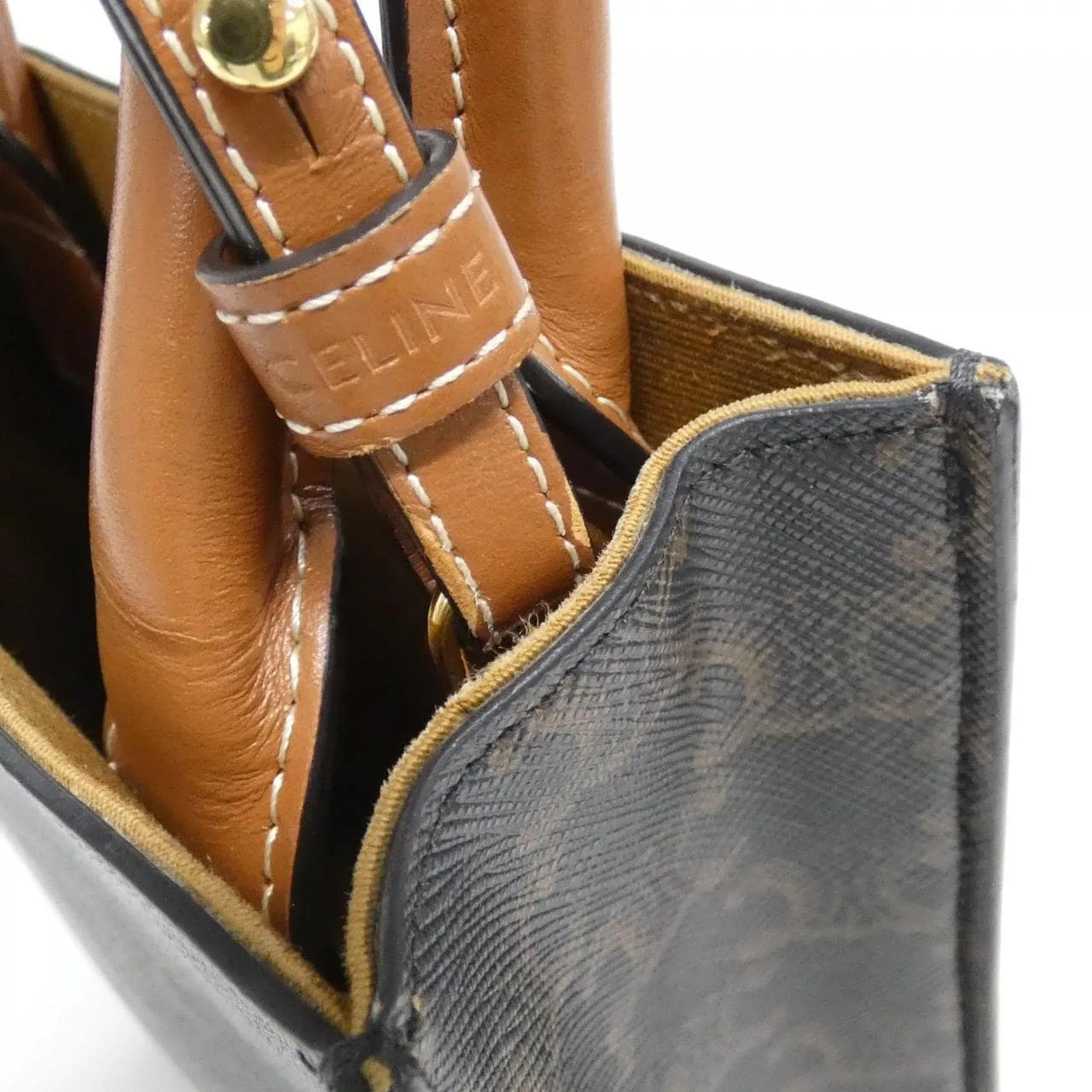 CELINE Cabas 194372BZK Handbag Canvas 黑色 帆布 中古品A - 縮圖 5