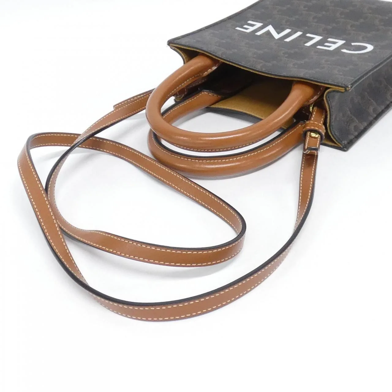 CELINE Cabas 194372BZK Handbag Canvas 黑色 帆布 中古品A - 縮圖 6