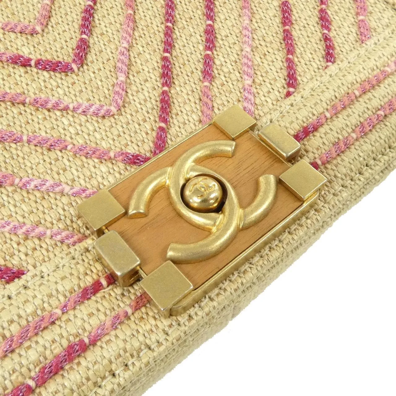 CHANEL Boy Chanel 67086 Shoulder Cotton Beige Cotton Rank A - Thumbnail 4