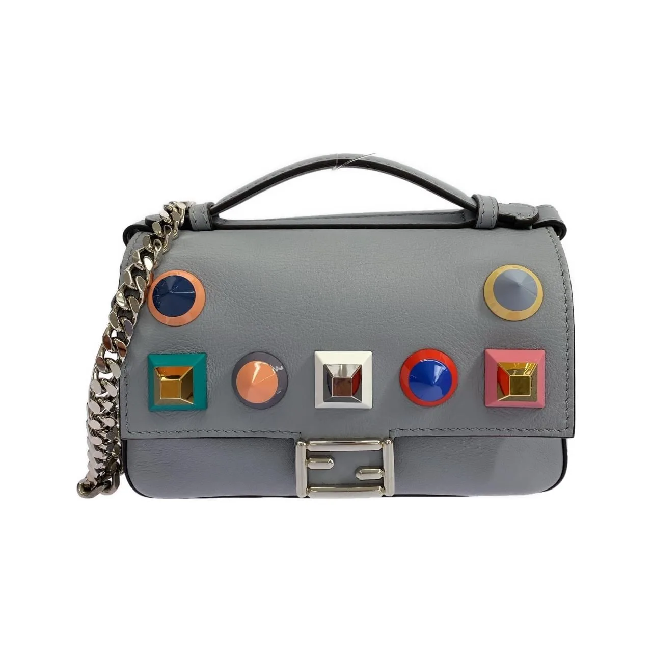 FENDI Baguette 8M0371 SF5 Handbag Leather Silver