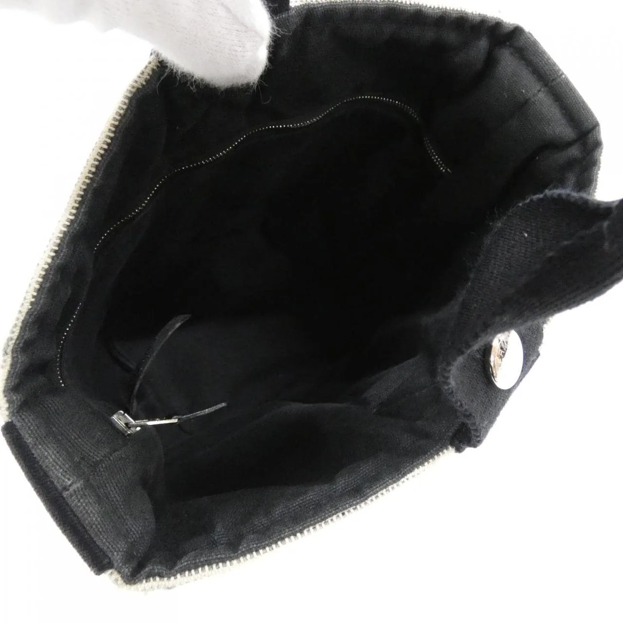 HERMES 102021M Handbag Canvas 黑色 帆布 中古品B - 縮圖 8