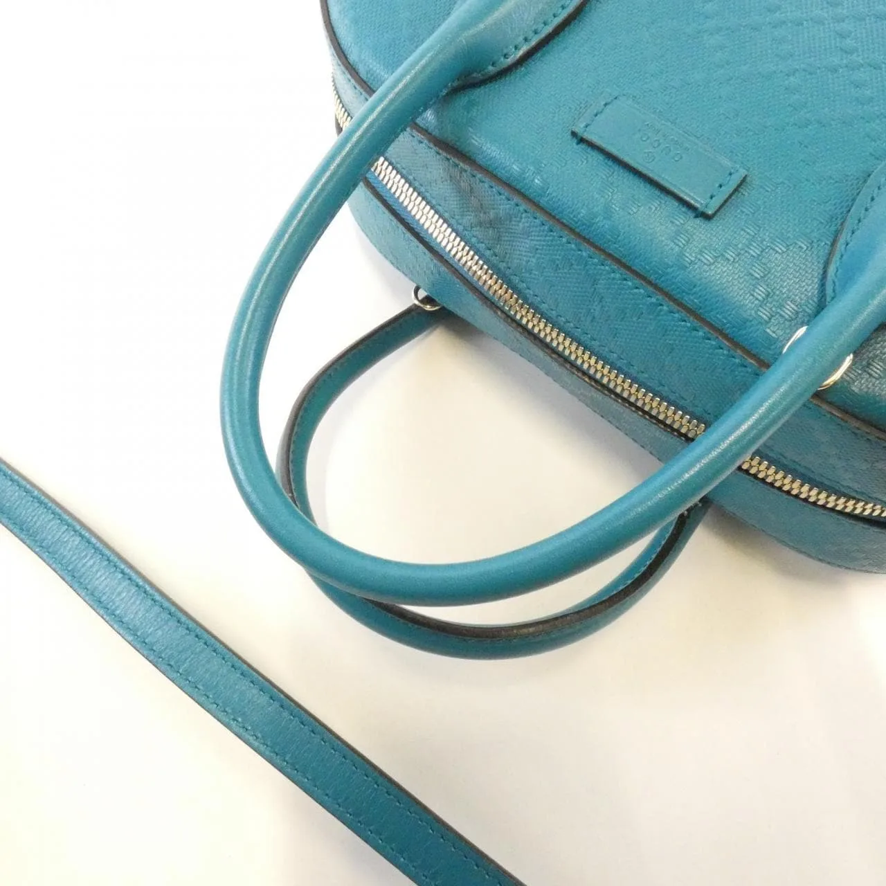 GUCCI 354224 AIZ1G Handbag Leather 藍色 皮革 中古品A - 縮圖 6