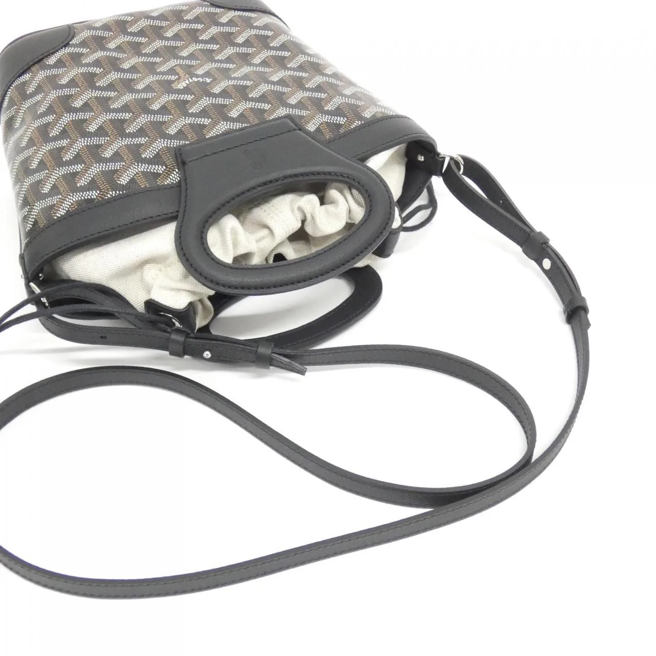 GOYARD Handbag Canvas 黑色 帆布 中古品A - 縮圖 4