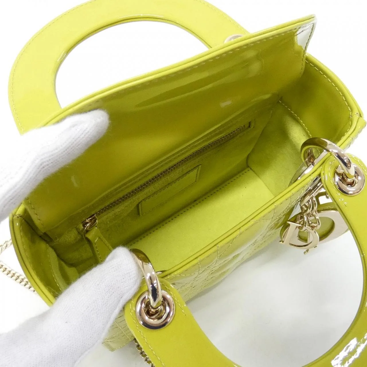 DIOR Lady Dior M0505OWCB Handbag Patent Leather 黑色 漆皮 中古品A - 縮圖 6