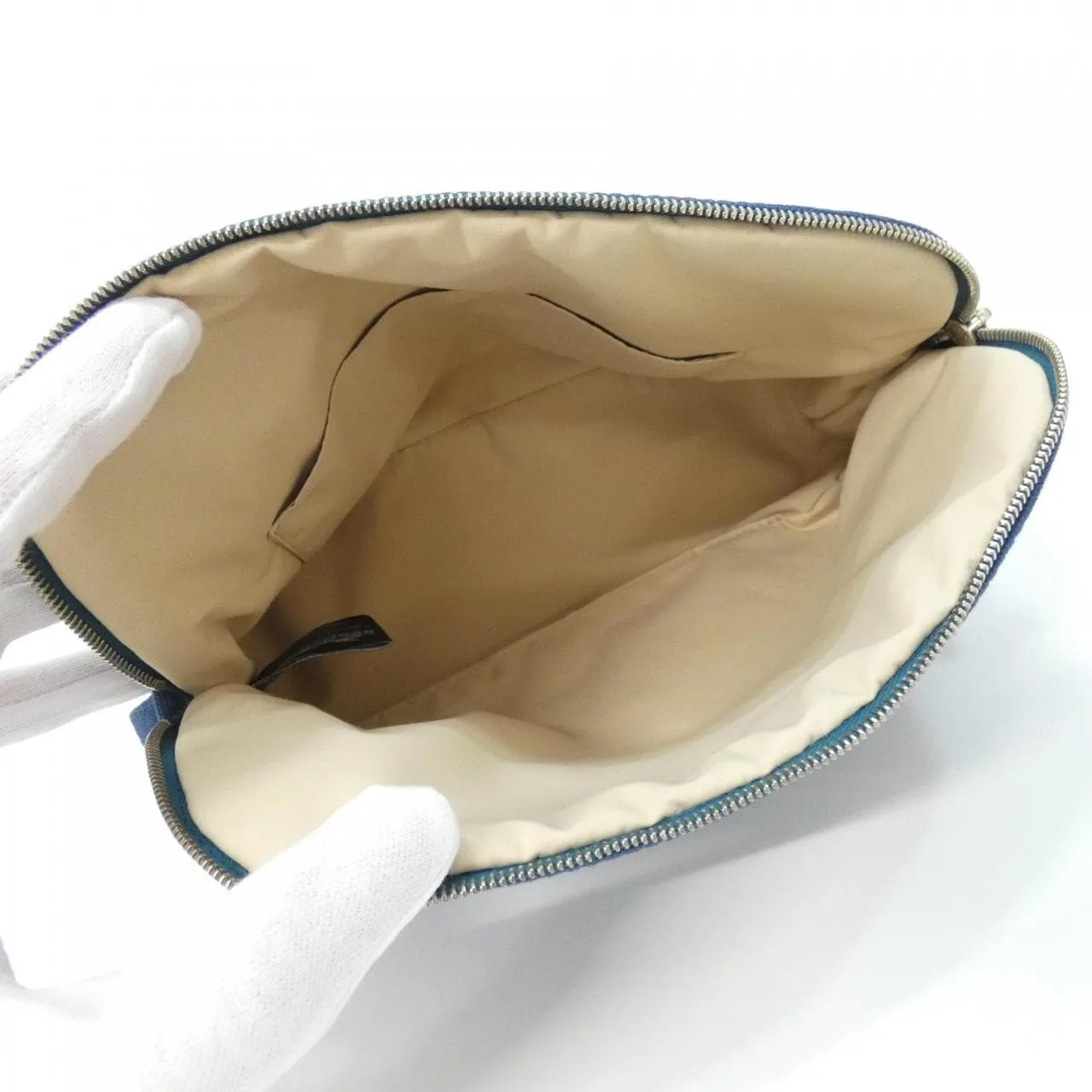 HERMES Bolide 102774M Pouch Canvas Blue Canvas Rank A - Thumbnail 7