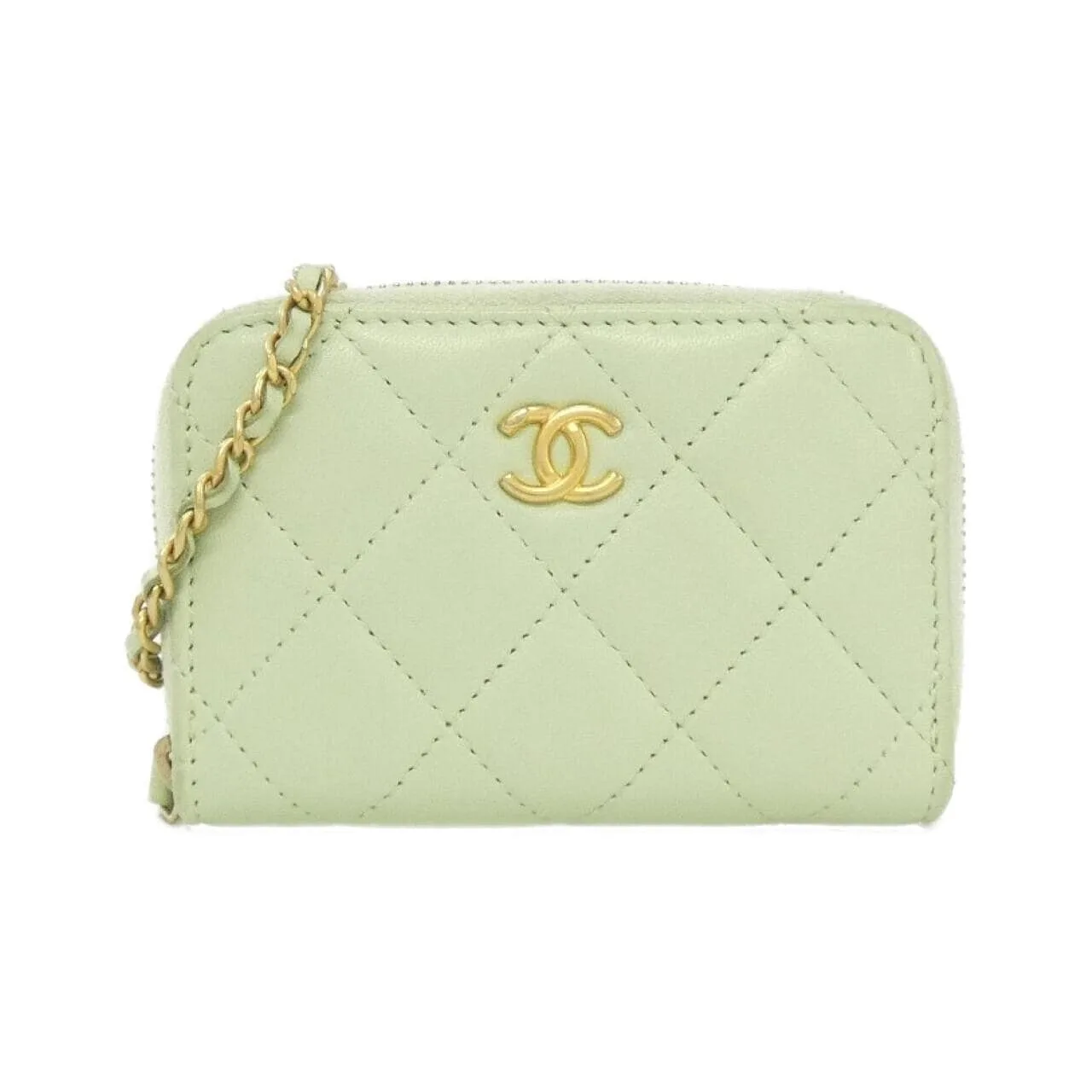 CHANEL Timeless Classic AP2462 Coin Case Lambskin Green