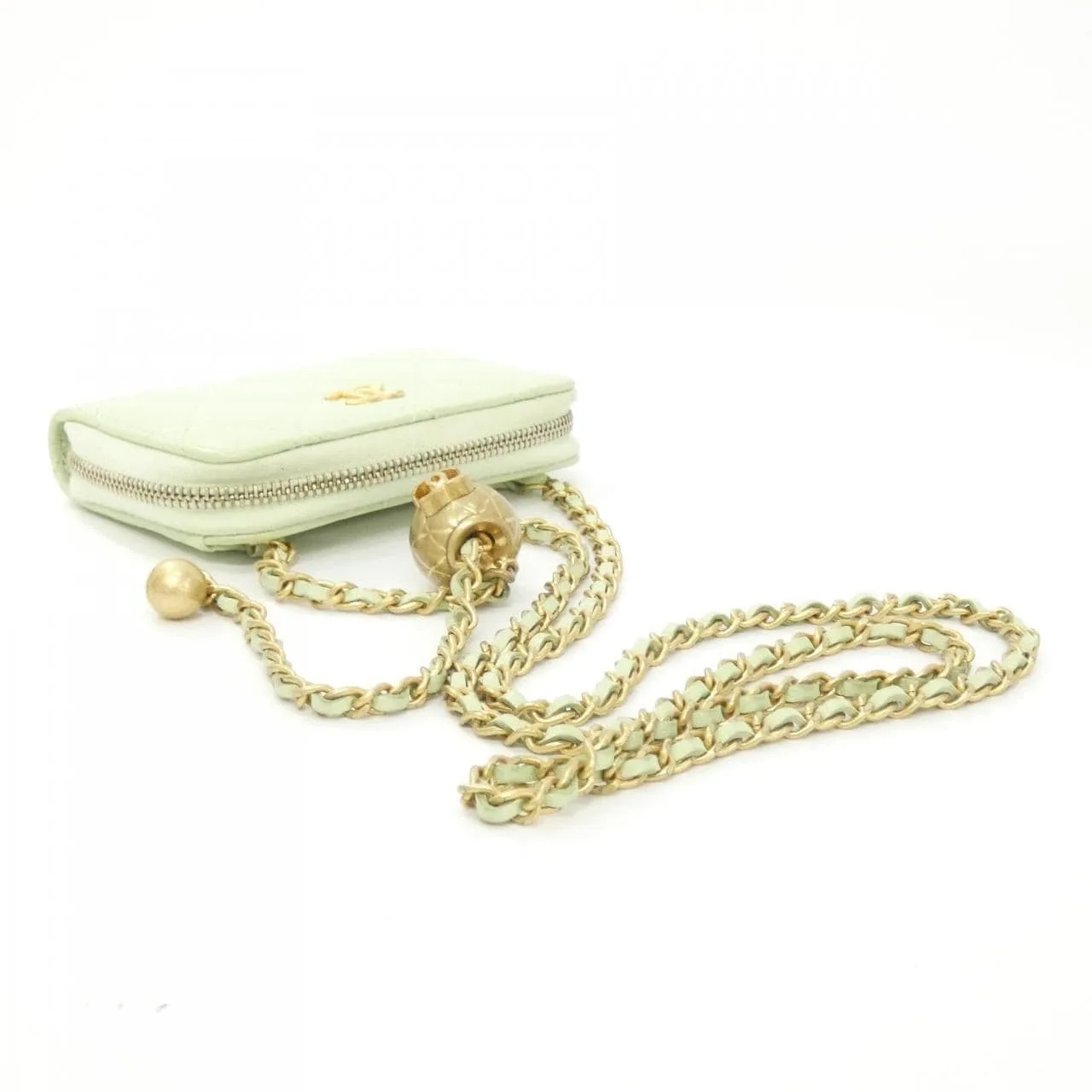 CHANEL Timeless Classic AP2462 Coin Case Lambskin Green Lambskin Rank B - Thumbnail 7