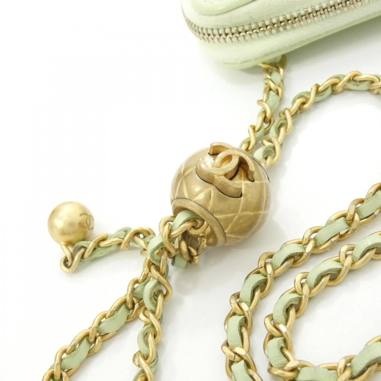 CHANEL Timeless Classic AP2462 Coin Case Lambskin Green Lambskin Rank B - Thumbnail 8