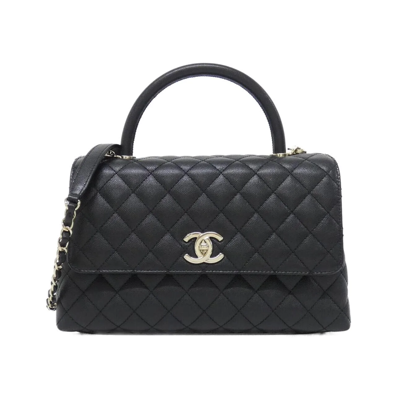 CHANEL Matelasse 92991 Handbag Grained Calfskin Black