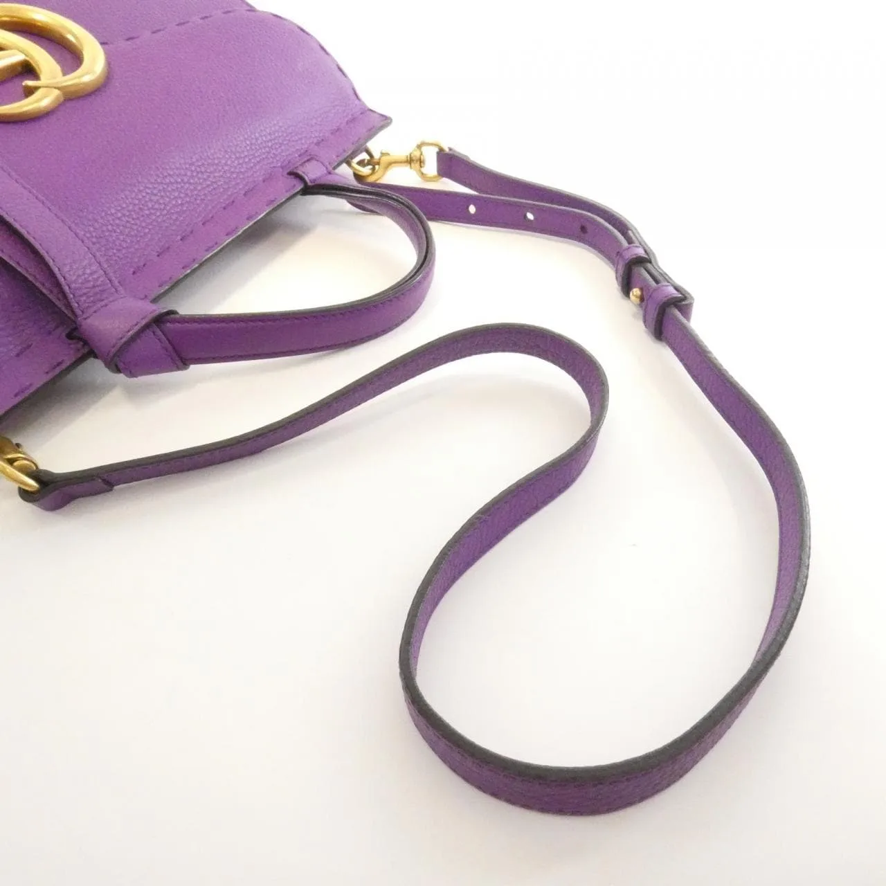 GUCCI GG Marmont 421890 Handbag Leather 紫色 皮革 中古品A - 縮圖 6