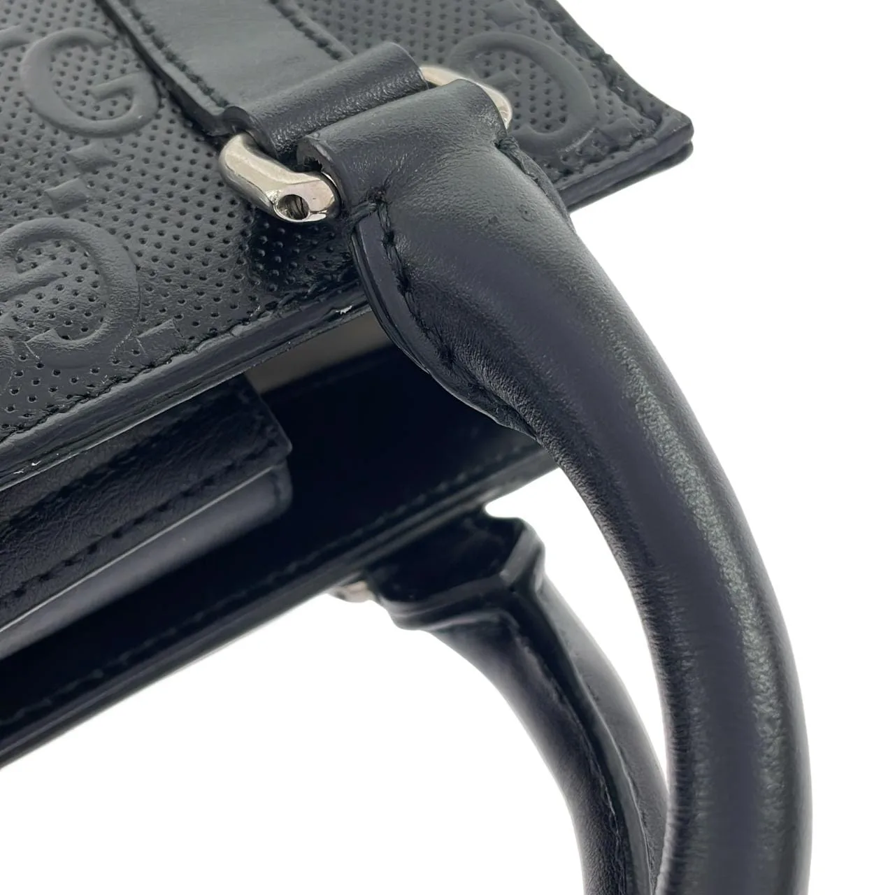 GUCCI 696010 1W3CN 手提包 皮革 黑色 皮革 中古品A - 縮圖 5