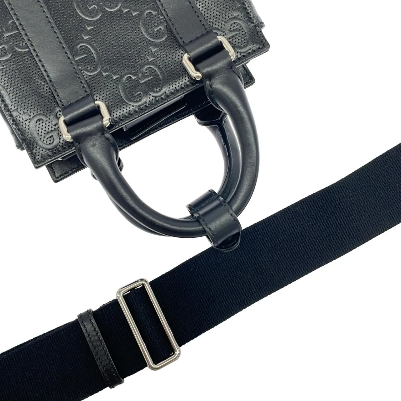 GUCCI 696010 1W3CN 手提包 皮革 黑色 皮革 中古品A - 縮圖 6