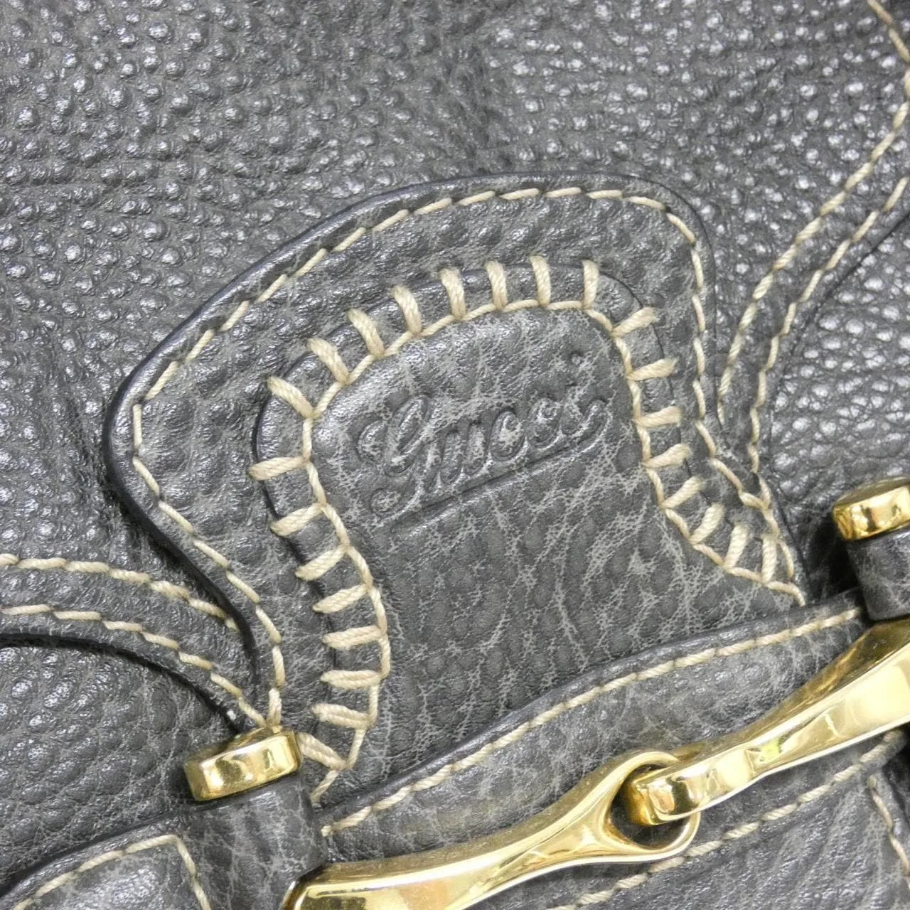 GUCCI 223958 Shoulder Leather 灰色 皮革 中古品A - 縮圖 6