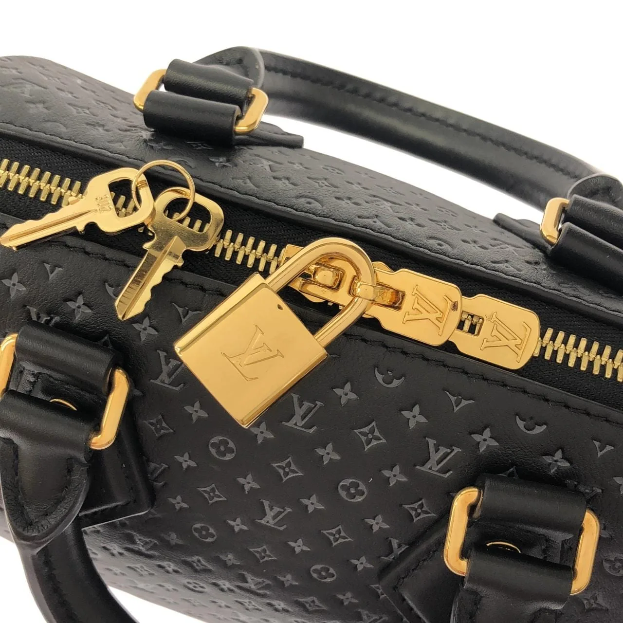 LOUIS VUITTON Speedy M22595 Boston Lambskin 黑色 羊皮 中古品A - 縮圖 4