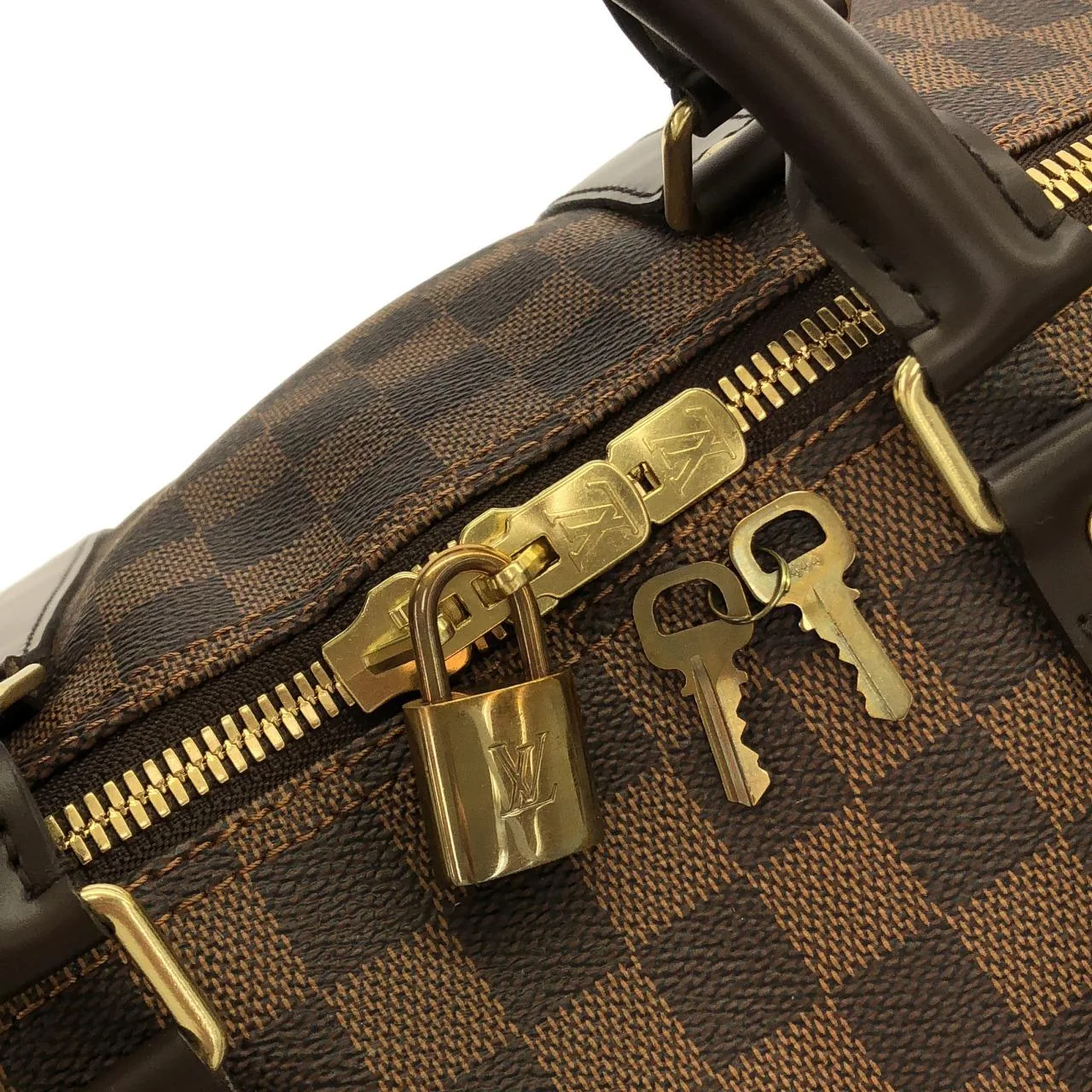 LOUIS VUITTON Keepall N41414 Boston Damier 黑色 Damier 中古品A - 縮圖 4