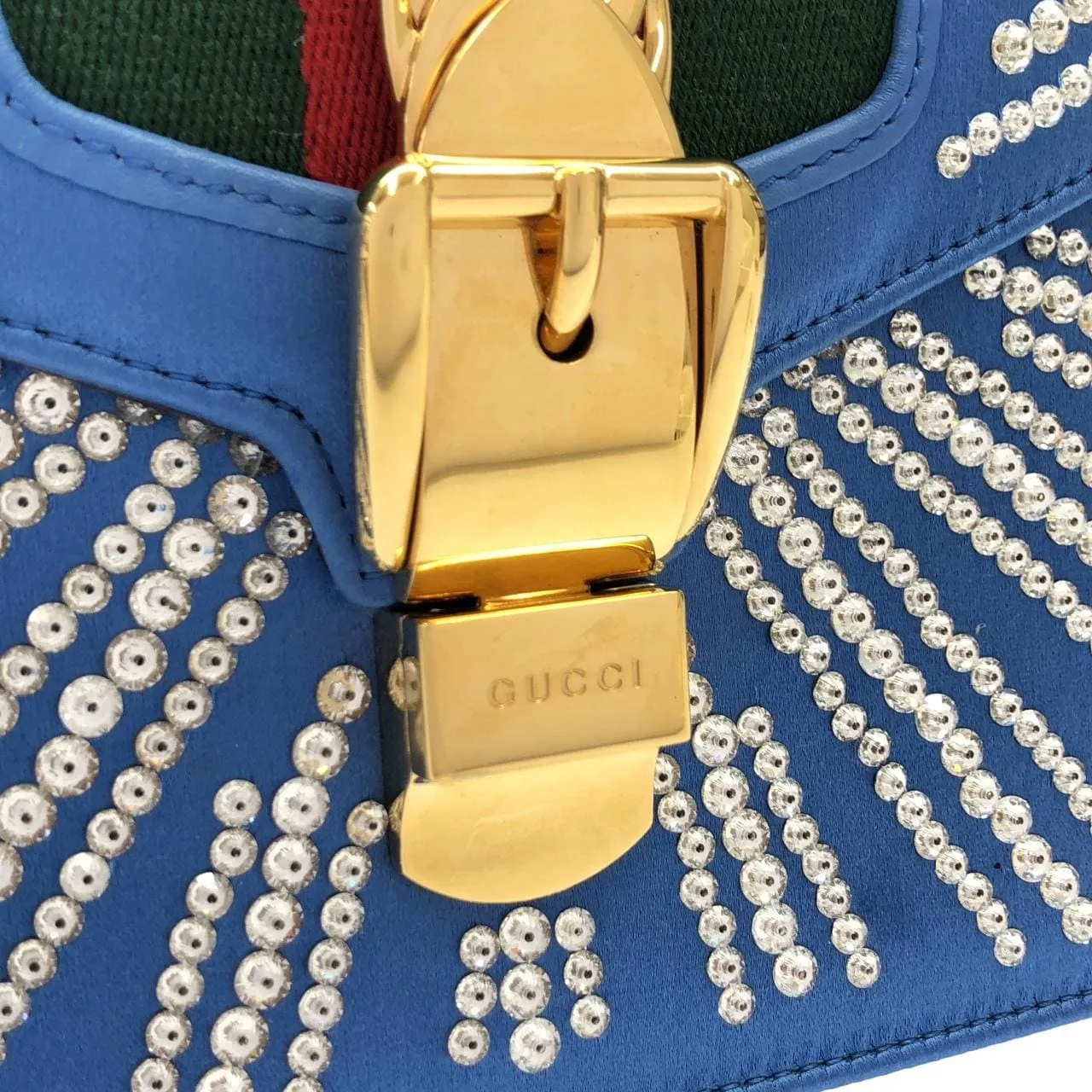 GUCCI 470270 手提包 緞面 藍色 緞面 中古品A - 縮圖 5