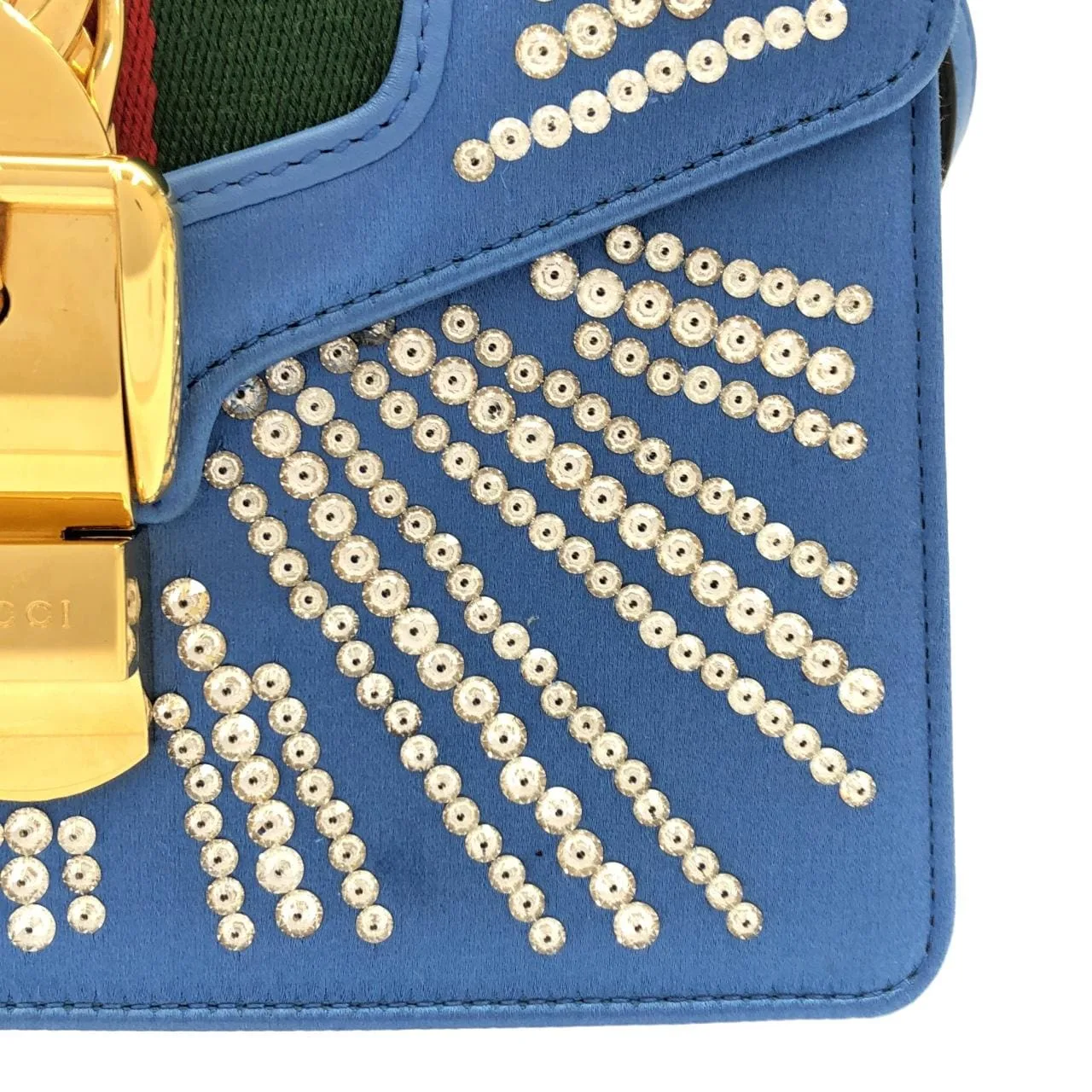 GUCCI 470270 手提包 緞面 藍色 緞面 中古品A - 縮圖 6