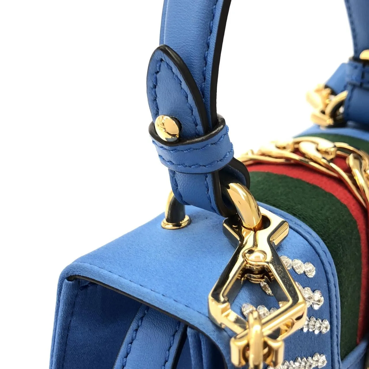 GUCCI 470270 手提包 緞面 藍色 緞面 中古品A - 縮圖 8