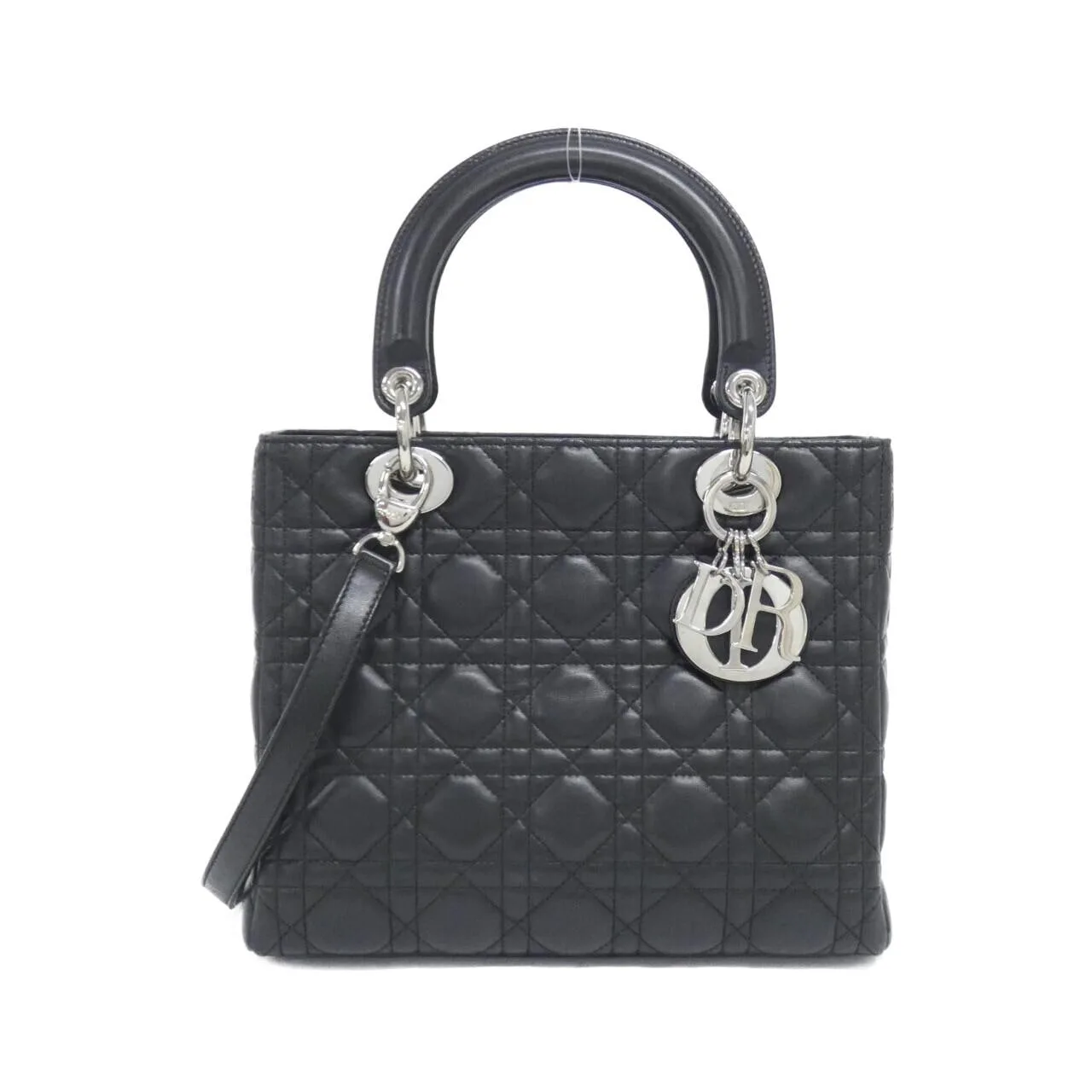DIOR Lady Dior CAL44551 Handbag Lambskin Black