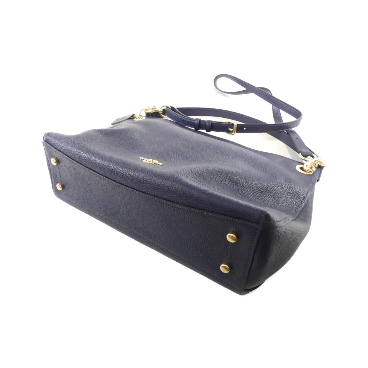 COACH 24947 Handbag Leather 深藍色 皮革 中古品A - 縮圖 3