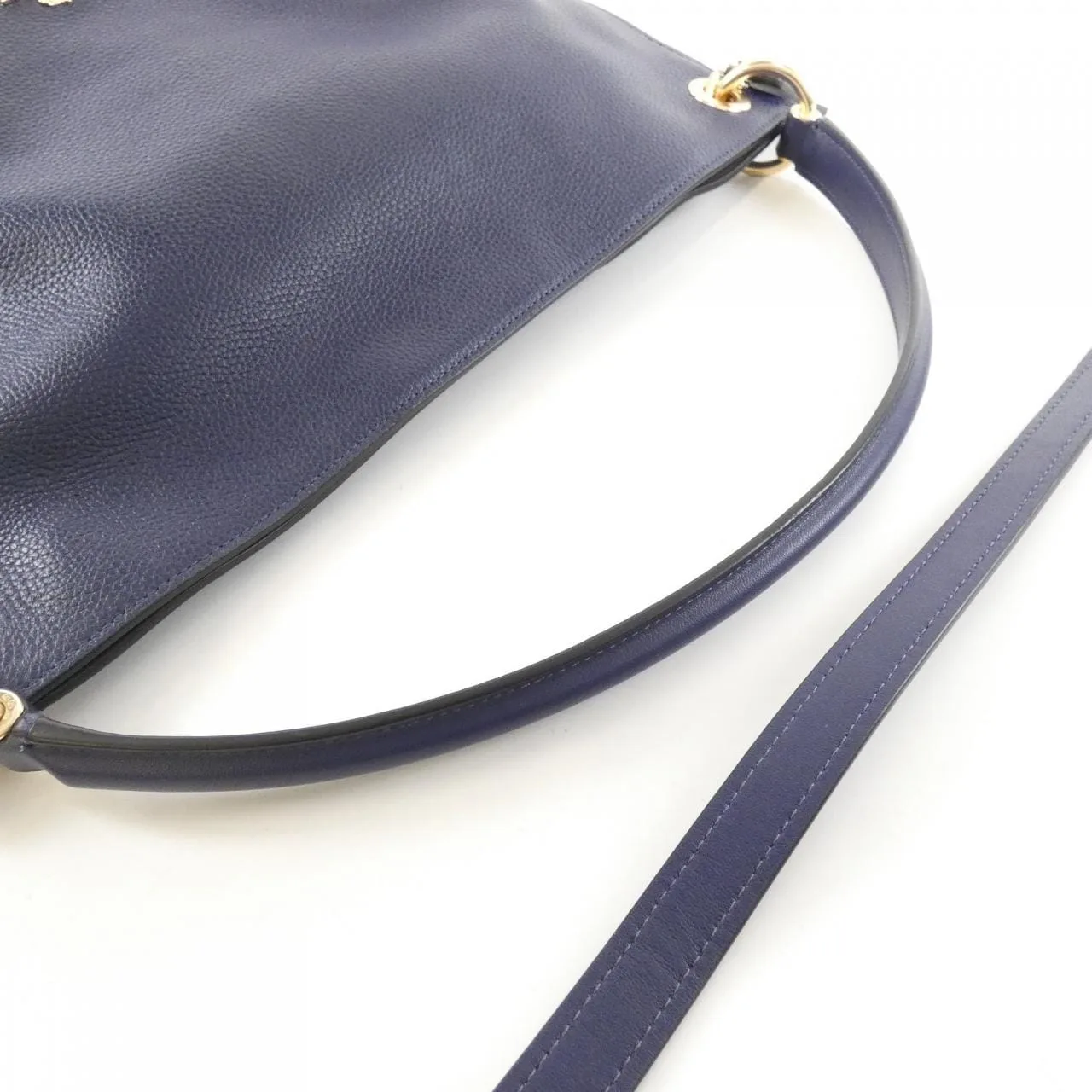 COACH 24947 Handbag Leather 深藍色 皮革 中古品A - 縮圖 4