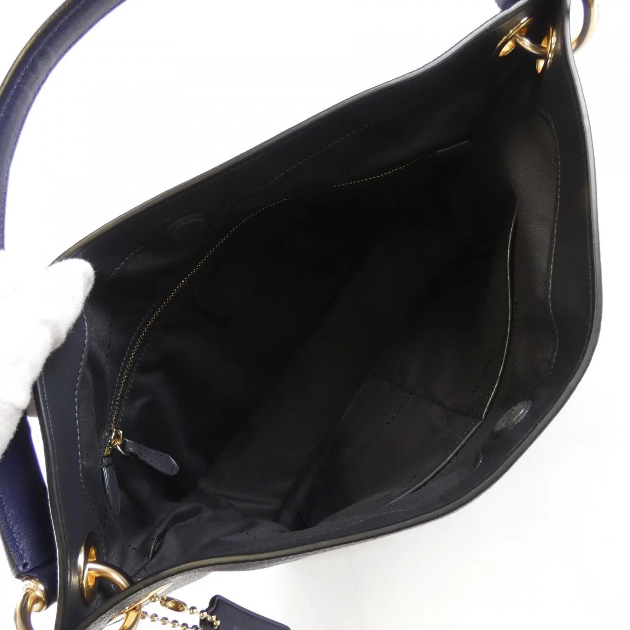 COACH 24947 Handbag Leather 深藍色 皮革 中古品A - 縮圖 6