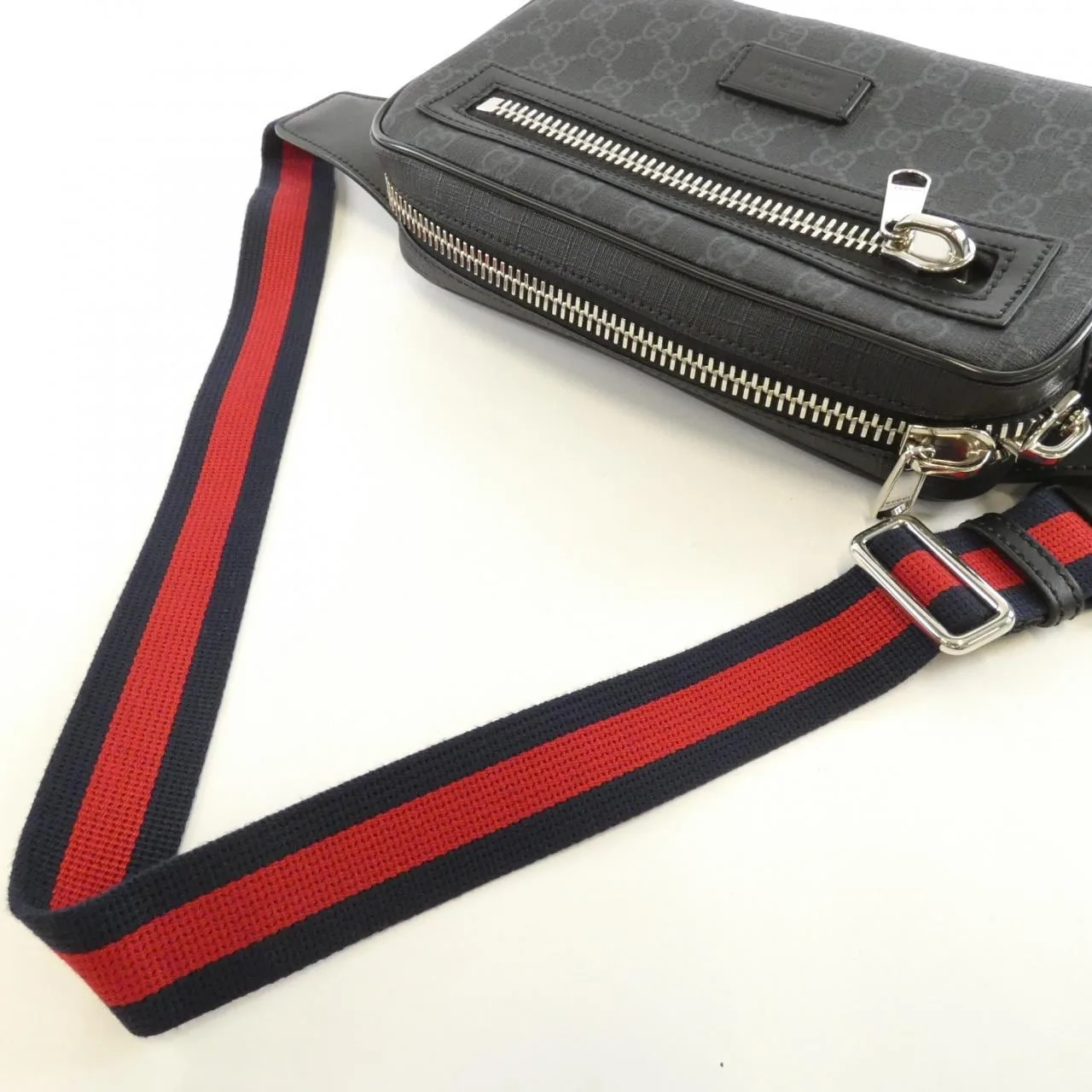 GUCCI 474293 K9RRN Belt Canvas 黑色 帆布 中古品A - 縮圖 5