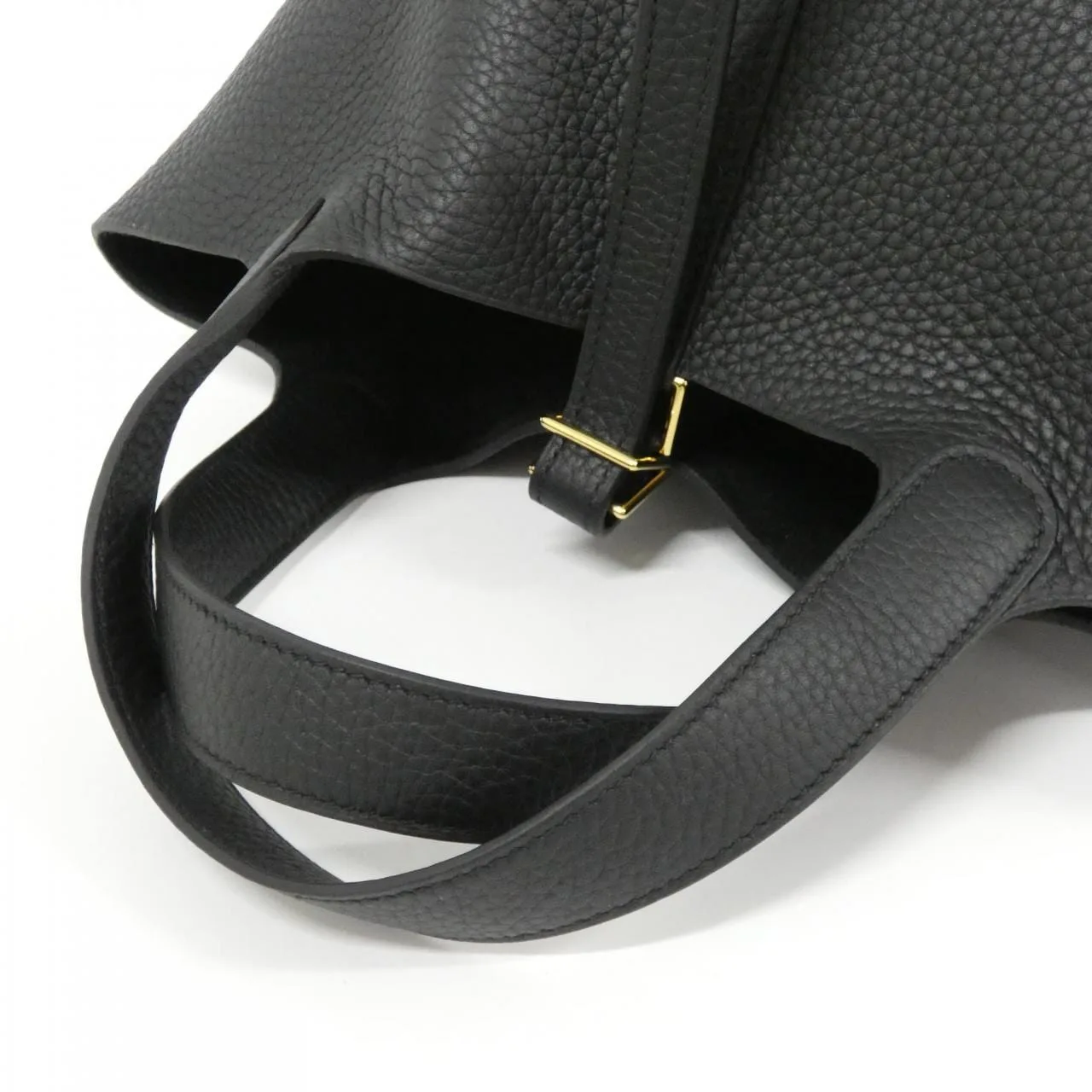 HERMES Picotin 056289CC Handbag Clemence 黑色 Clemence 皮 未使用品 - 縮圖 4