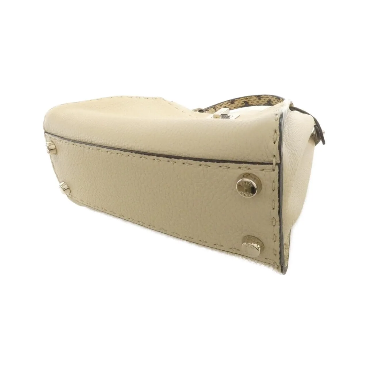 FENDI Peekaboo 8BN244 SVX Handbag Python 米色 蟒蛇皮 中古品A - 縮圖 2