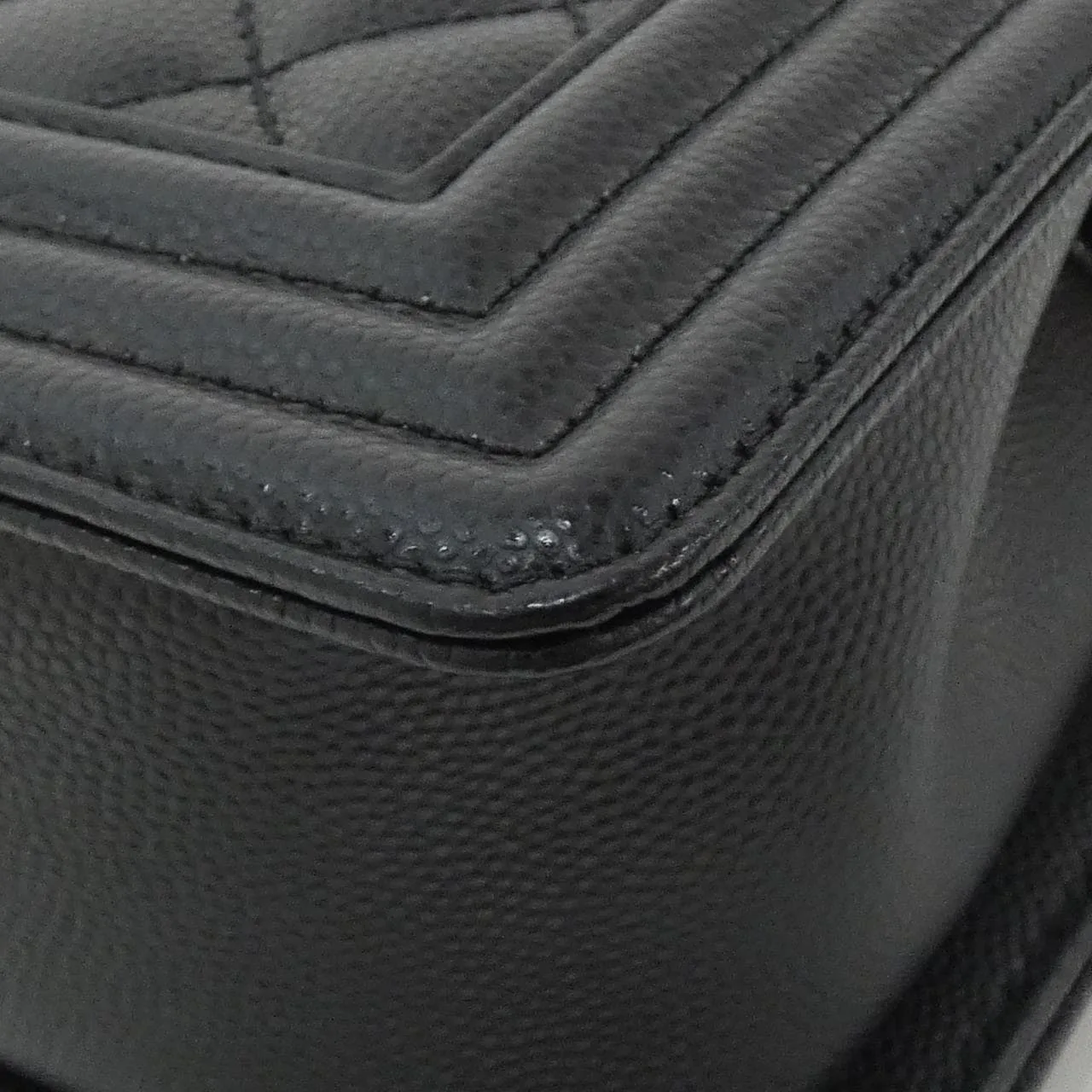 CHANEL Boy Chanel 67085 Shoulder Grained Calfskin Black Grained Calfskin Rank A - Thumbnail 3