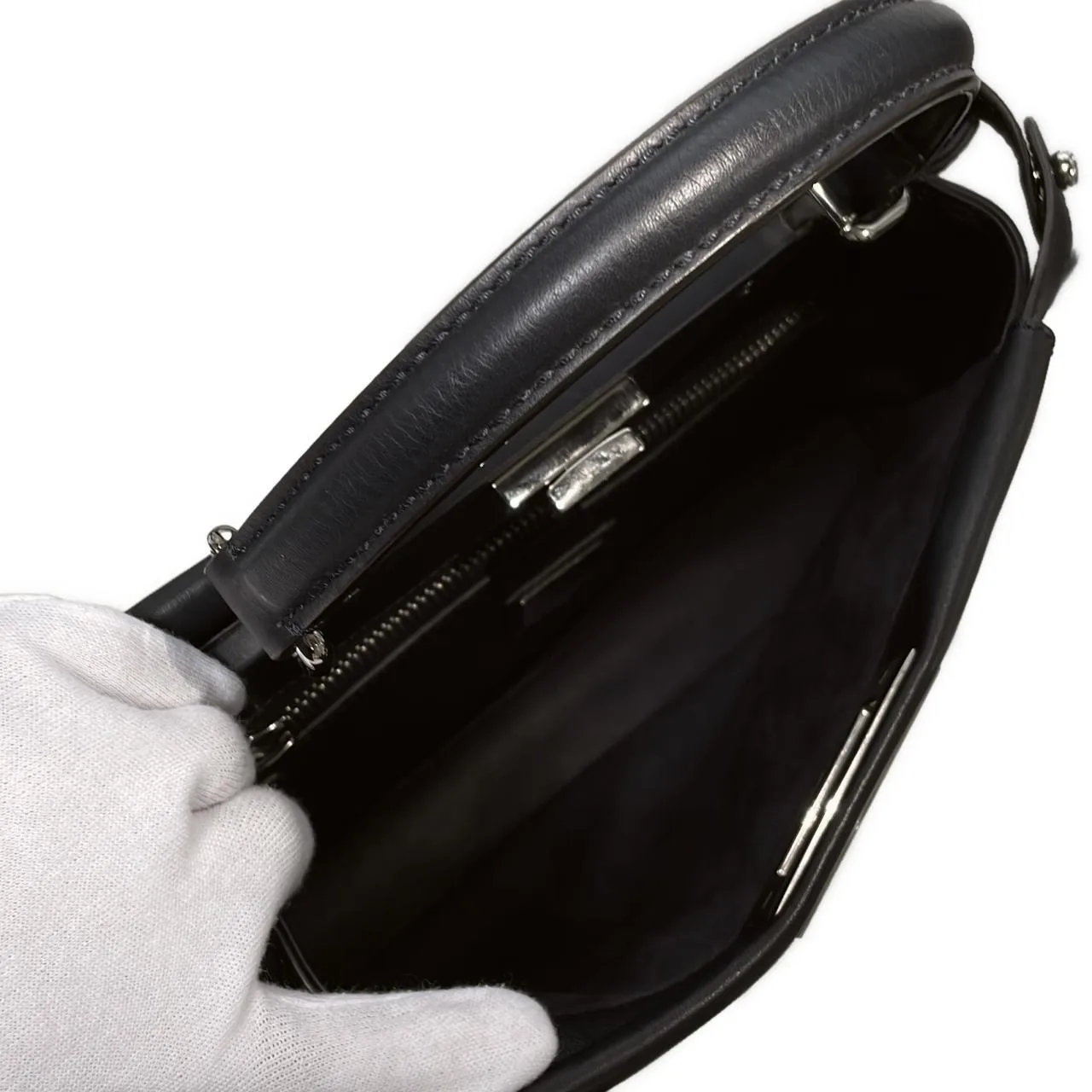 FENDI Peekaboo 8BN290 I8M Handbag 銀色 中古品A - 縮圖 5