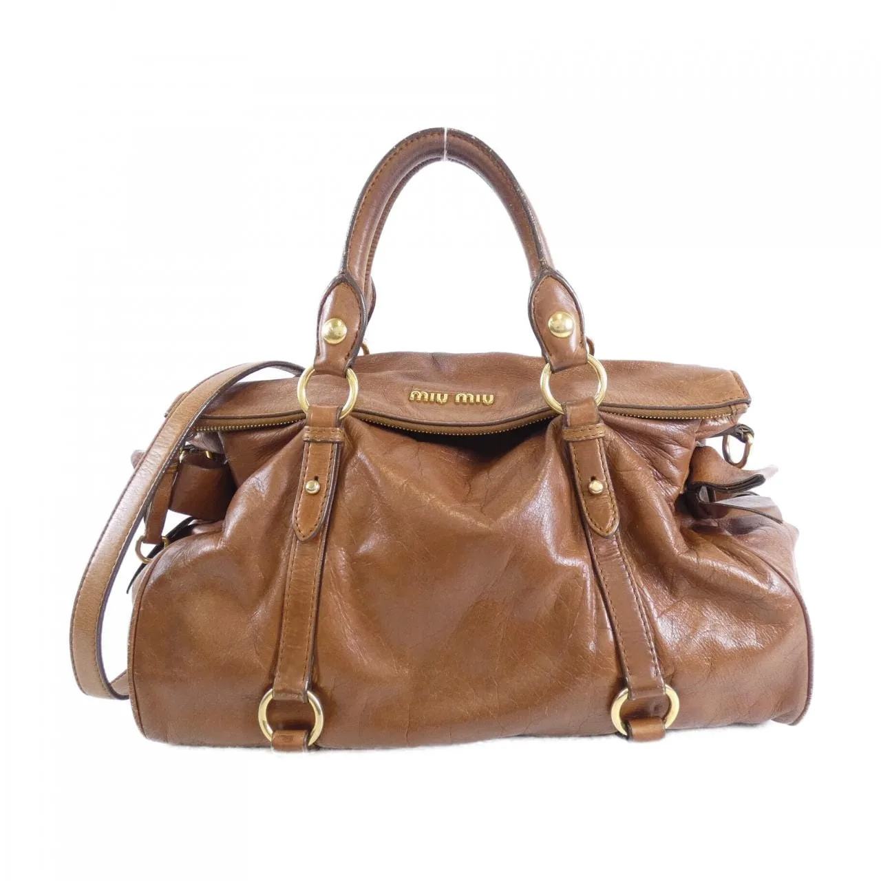 MIU MIU RT0365 Handbag Leather Brown