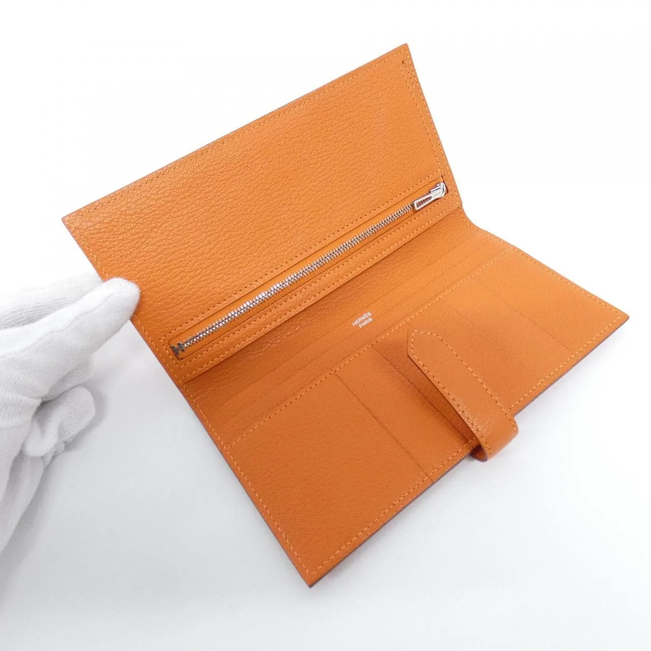 HERMES 037700CK Wallet Orange Rank A - Thumbnail 8