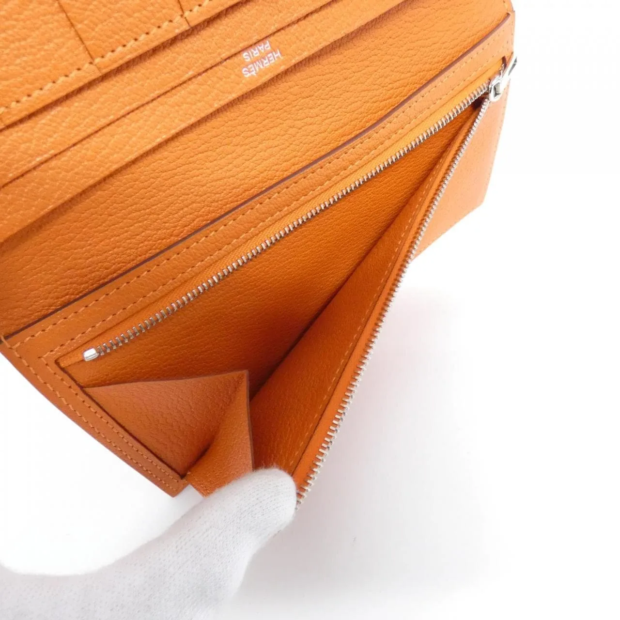 HERMES 037700CK Wallet Orange Rank A - Thumbnail 9