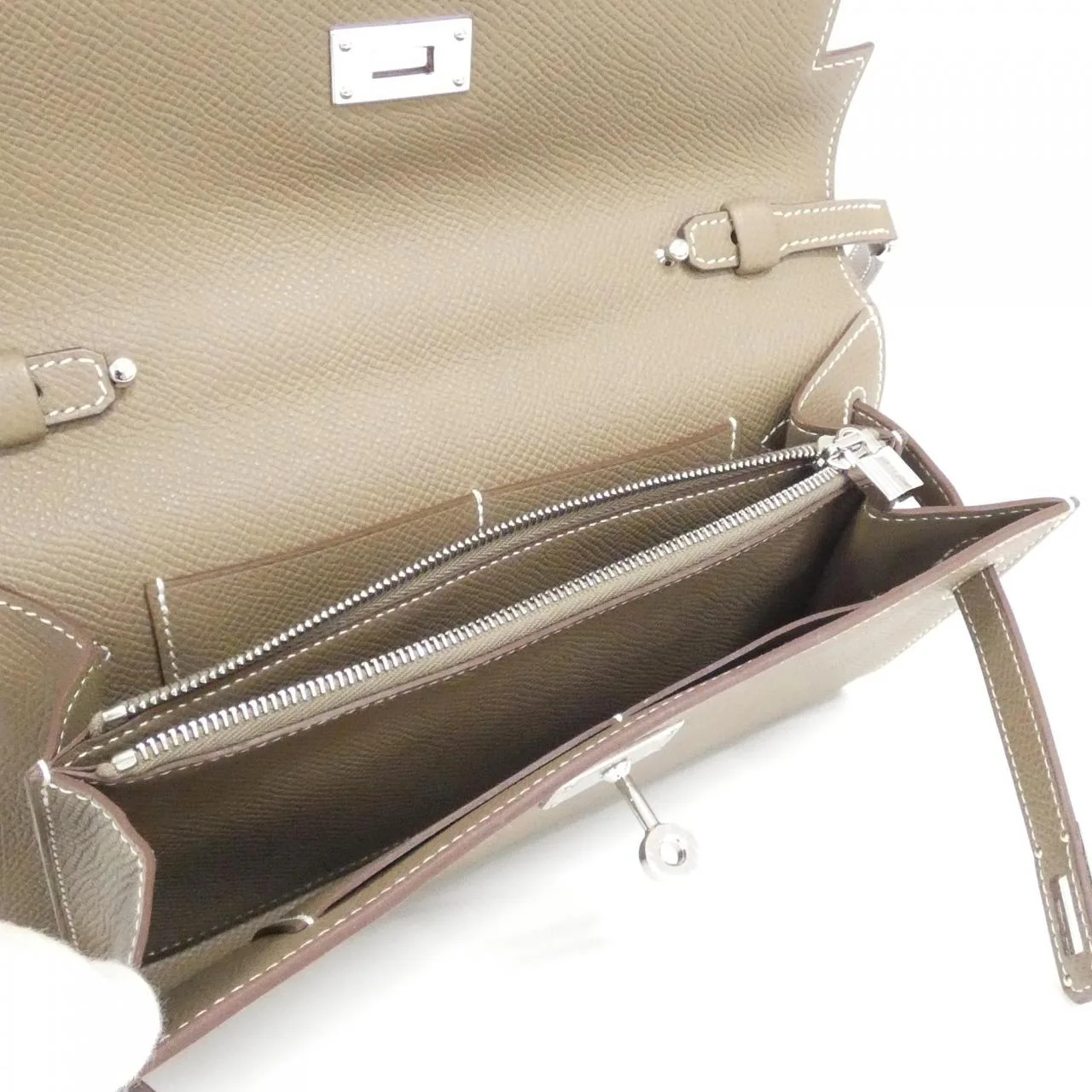 HERMES Kelly 080253CK Wallet Epsom Etoupe Epsom Leather Rank A - Thumbnail 6