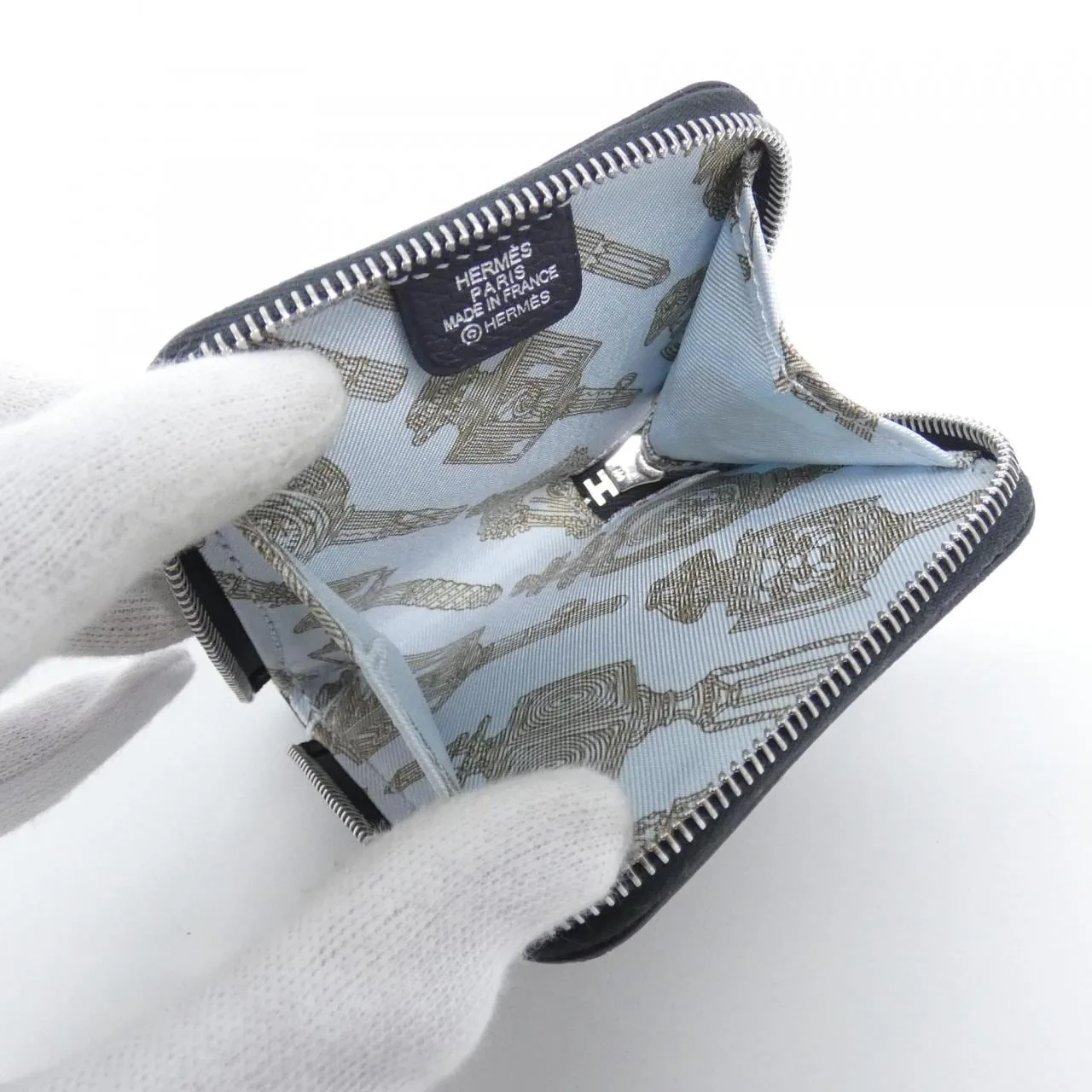 HERMES 086424CK Coin Case Blue Rank A - Thumbnail 4