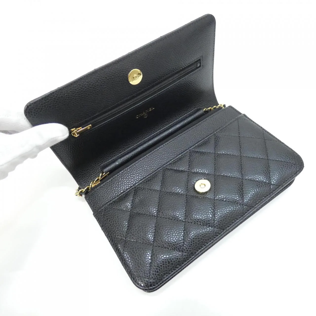 CHANEL Timeless Classic AP0250 Wallet Grained Calfskin 黑色 荔枝紋牛皮 中古品A - 縮圖 6