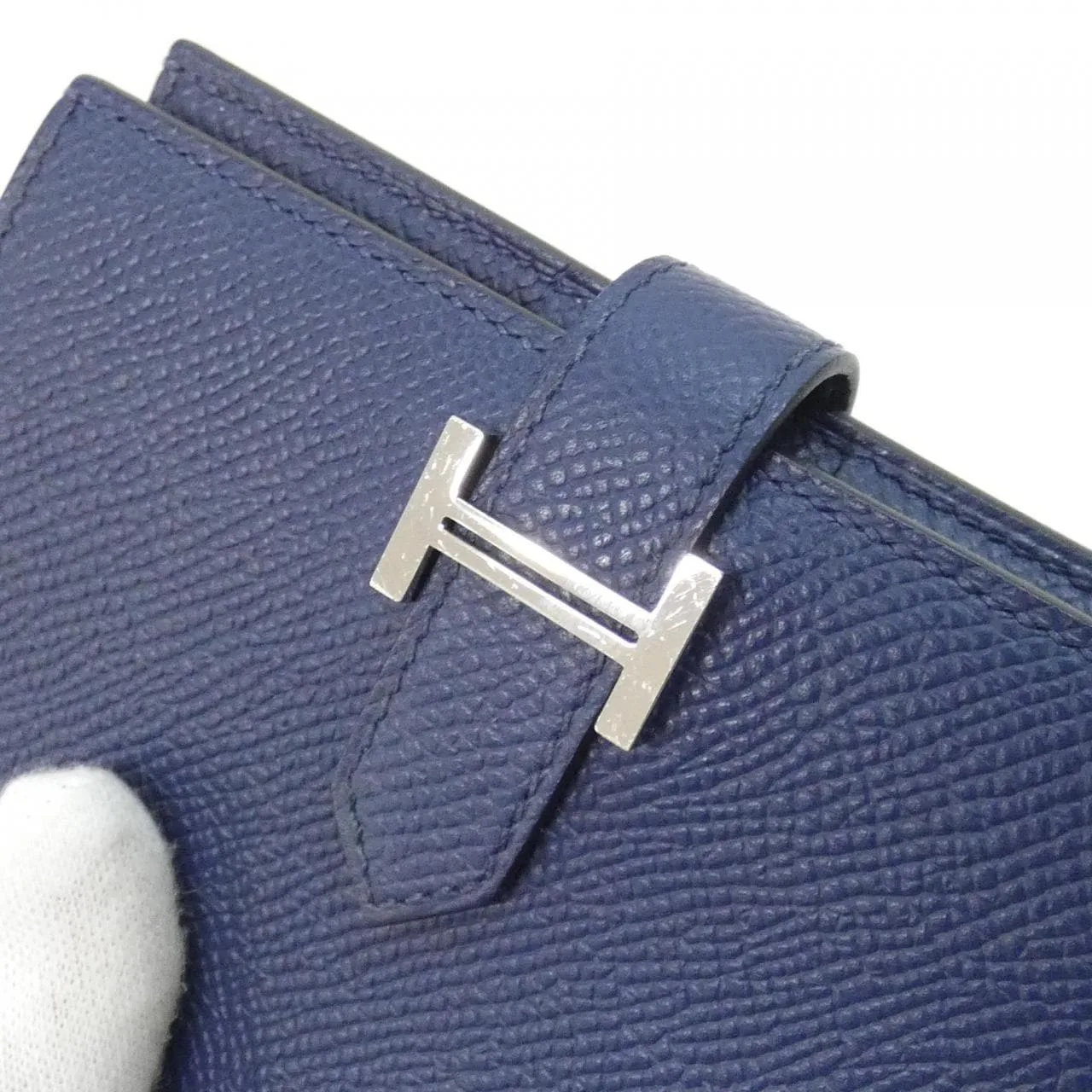 HERMES 039790CK Wallet Epsom Navy Epsom Leather Rank A - Thumbnail 4