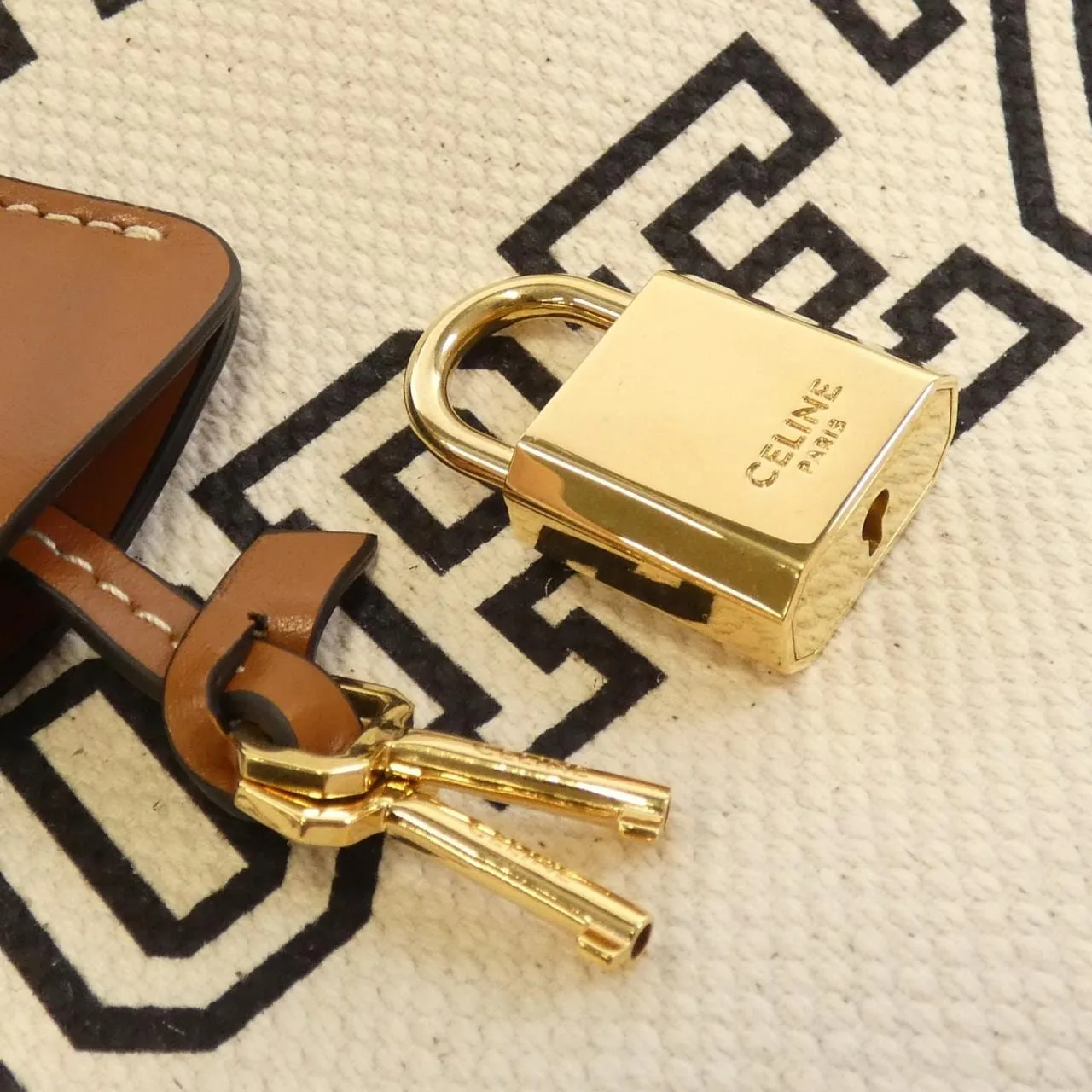 CELINE Cabas 190062DHW 手提包 帆布 黑色 帆布 中古品A - 縮圖 4