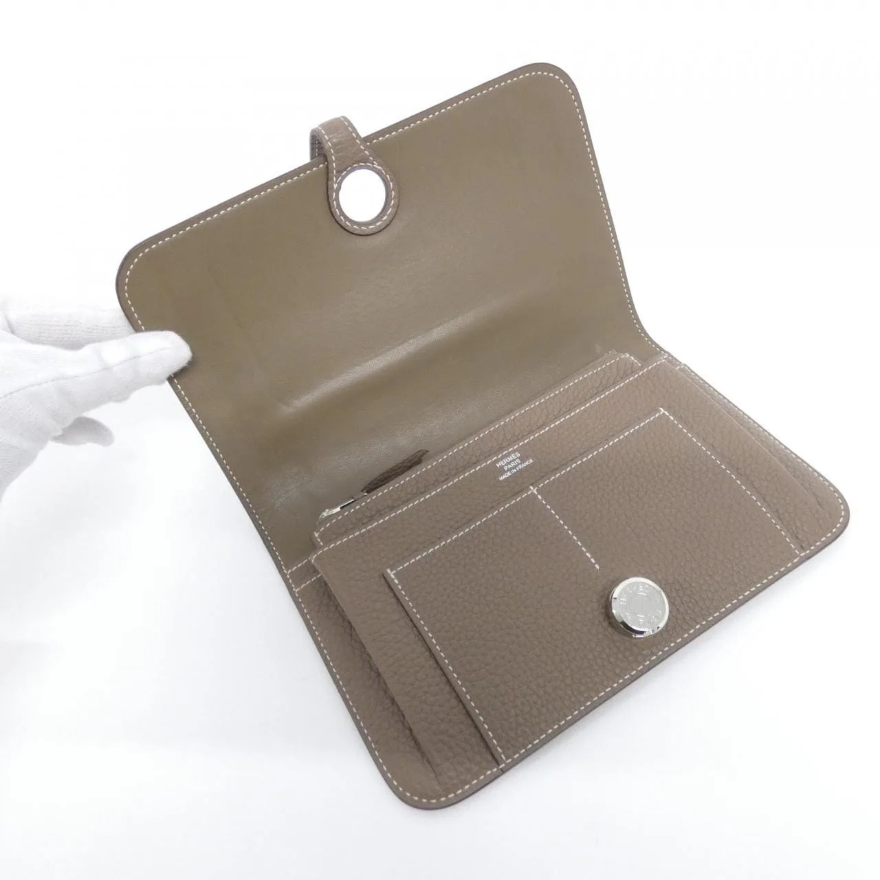 HERMES 043070CK Wallet Togo Etoupe Togo Leather Rank A - Thumbnail 7