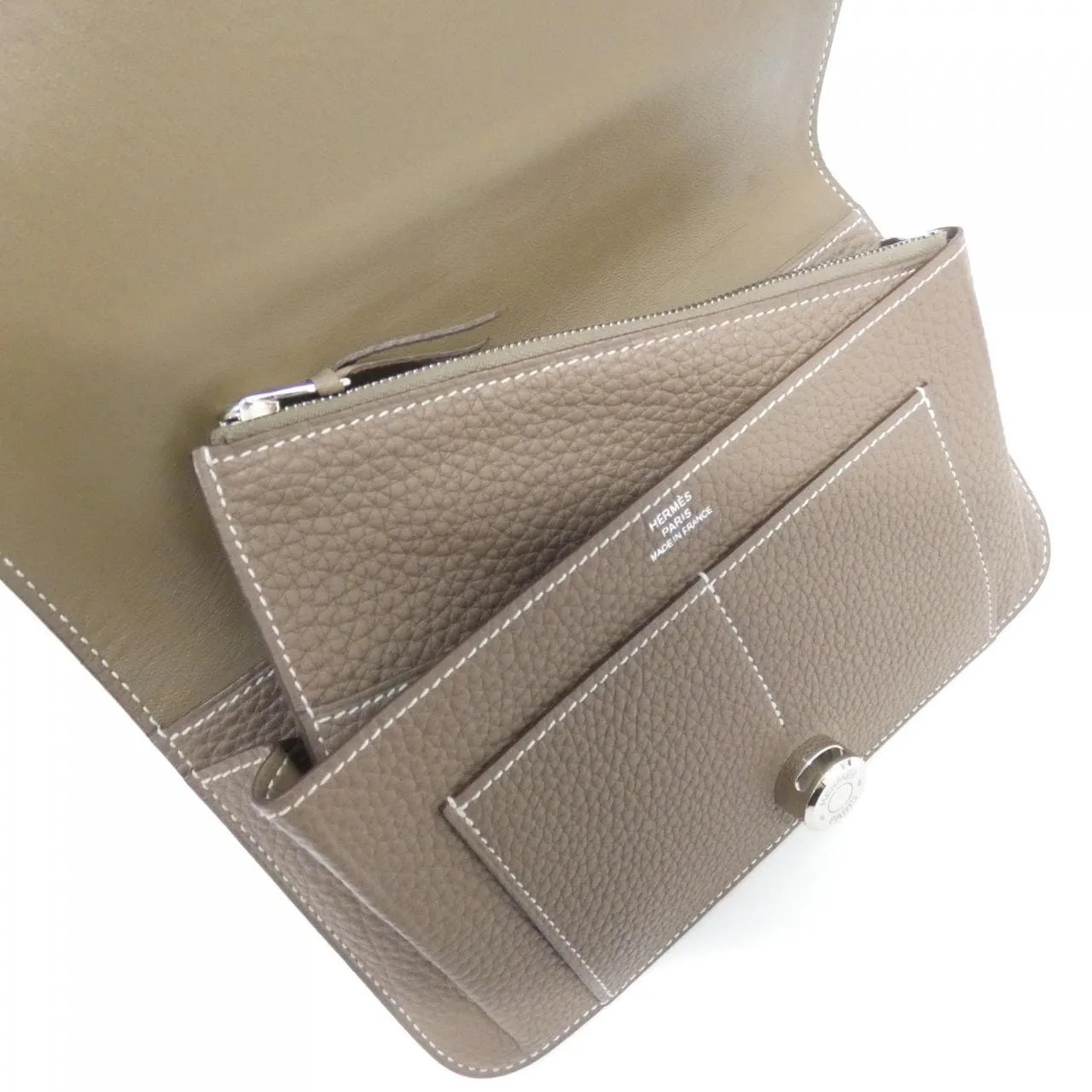 HERMES 043070CK Wallet Togo Etoupe Togo Leather Rank A - Thumbnail 9