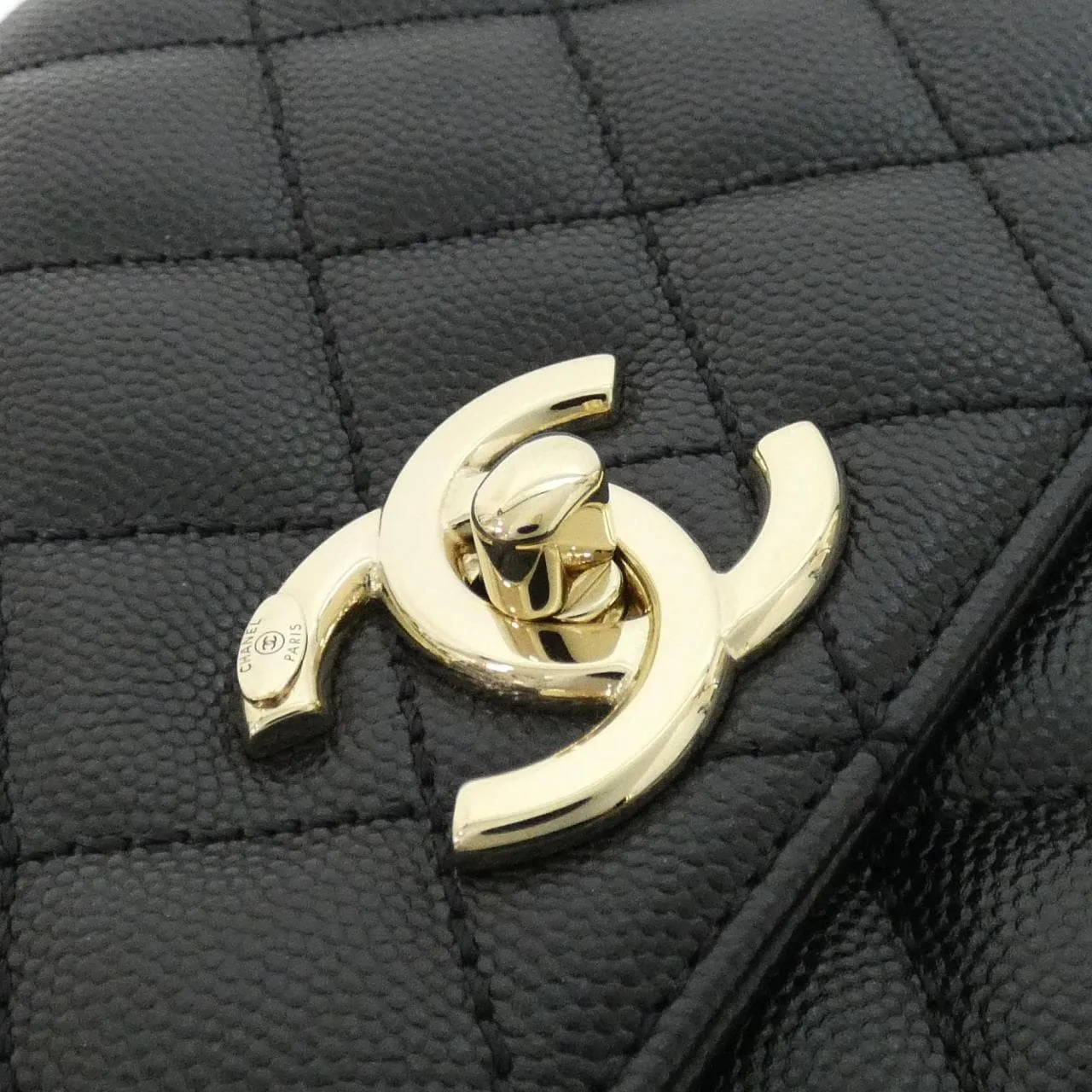 CHANEL Matelasse 92991 Handbag Grained Calfskin 黑色 荔枝紋牛皮 中古品A - 縮圖 4
