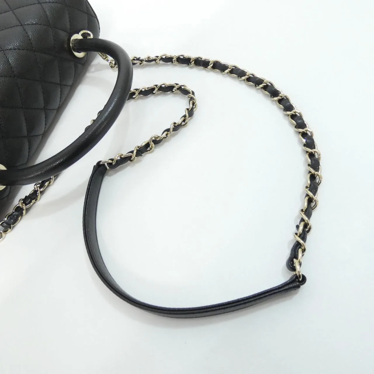 CHANEL Matelasse 92991 Handbag Grained Calfskin 黑色 荔枝紋牛皮 中古品A - 縮圖 6