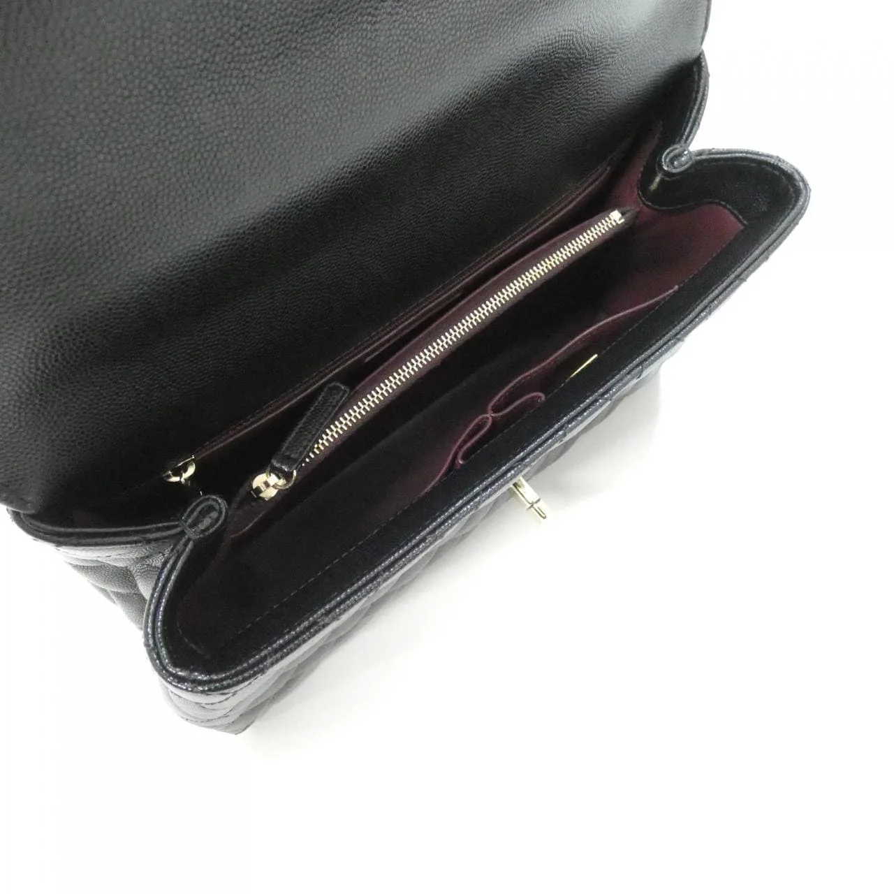 CHANEL Matelasse 92991 Handbag Grained Calfskin 黑色 荔枝紋牛皮 中古品A - 縮圖 7