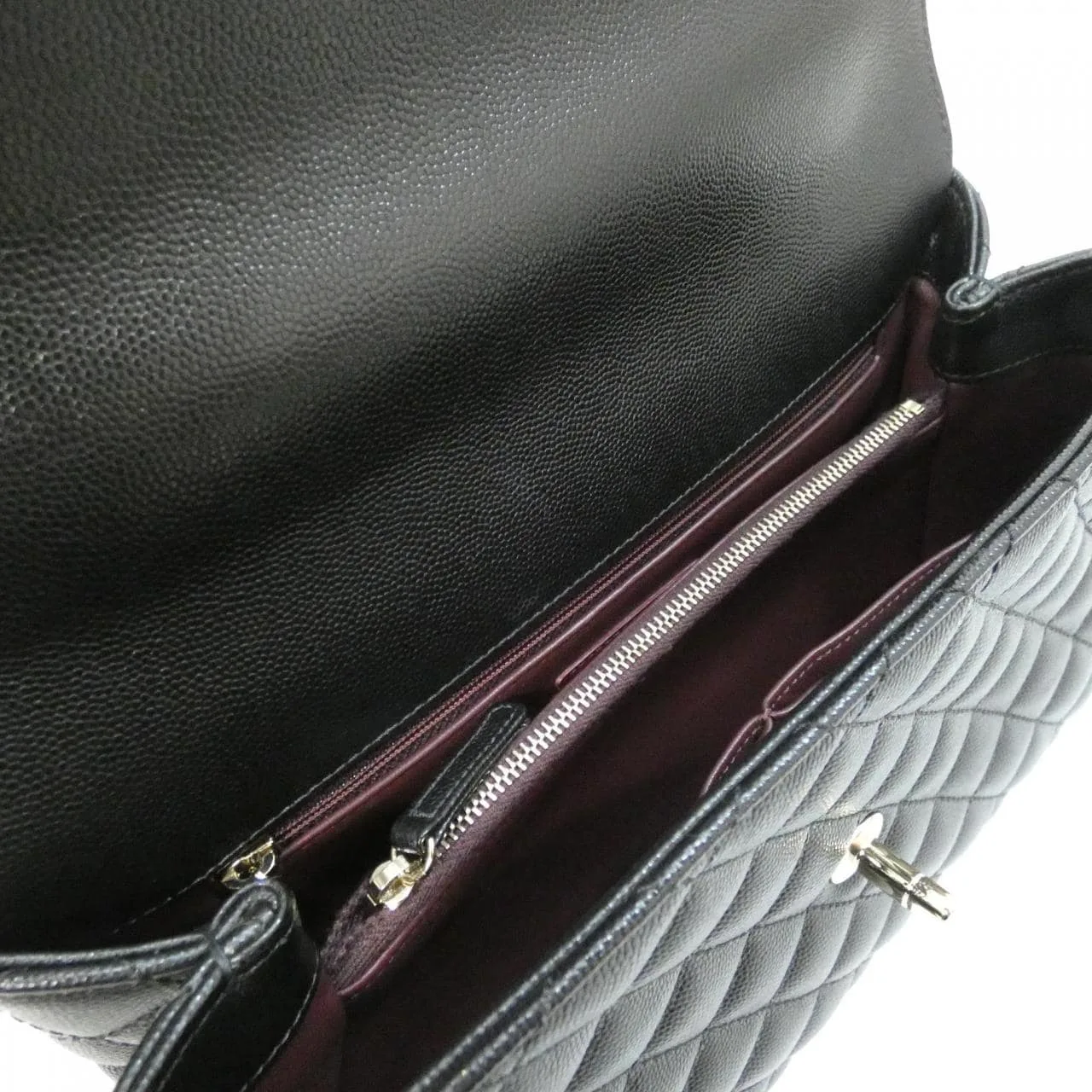 CHANEL Matelasse 92991 Handbag Grained Calfskin 黑色 荔枝紋牛皮 中古品A - 縮圖 8