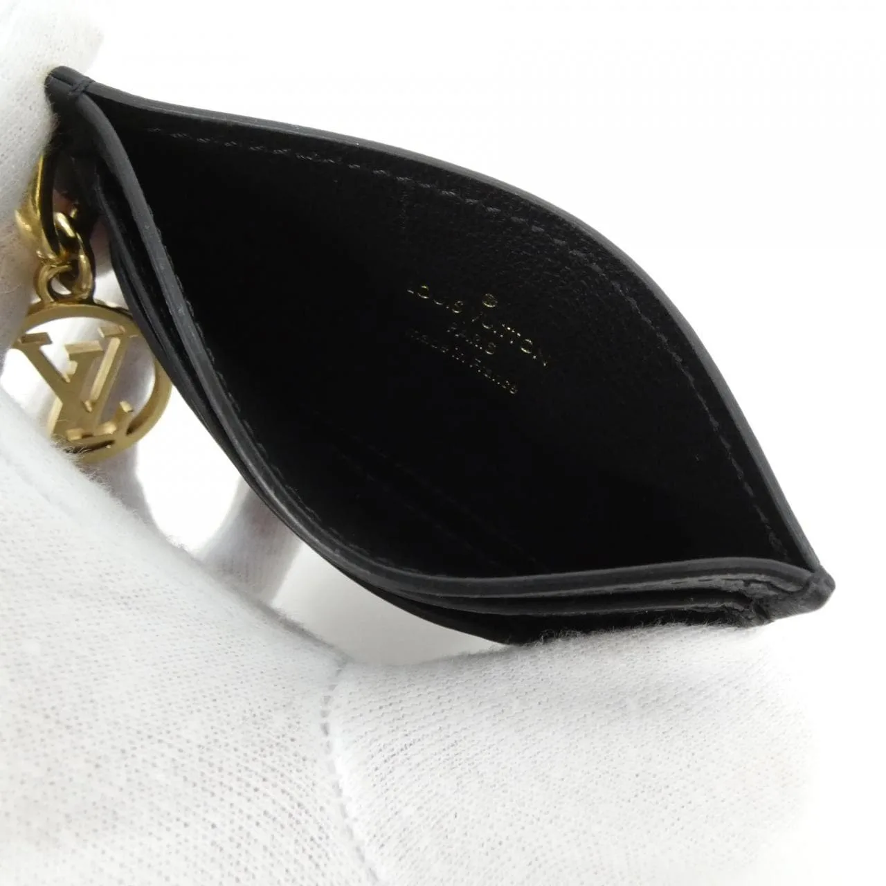 LOUIS VUITTON M82748 Card Case Lambskin 黑色 羊皮 中古品A - 縮圖 4